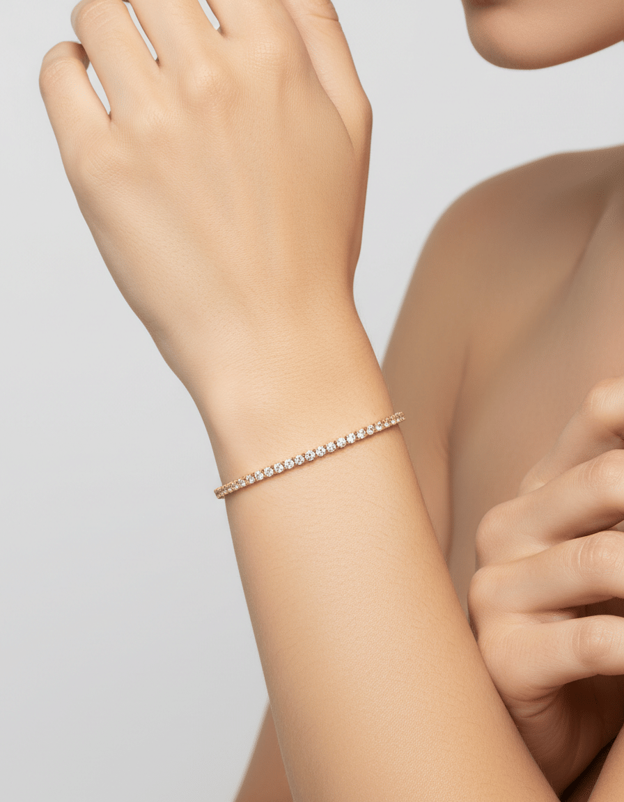 Bracciale tennis in oro giallo con diamanti 0,40 ct-3