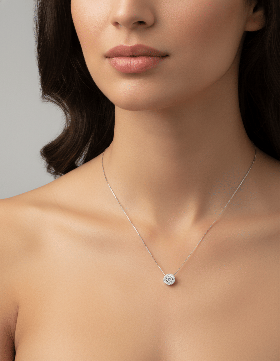 Catenina magic fiore in oro bianco con diamanti-3