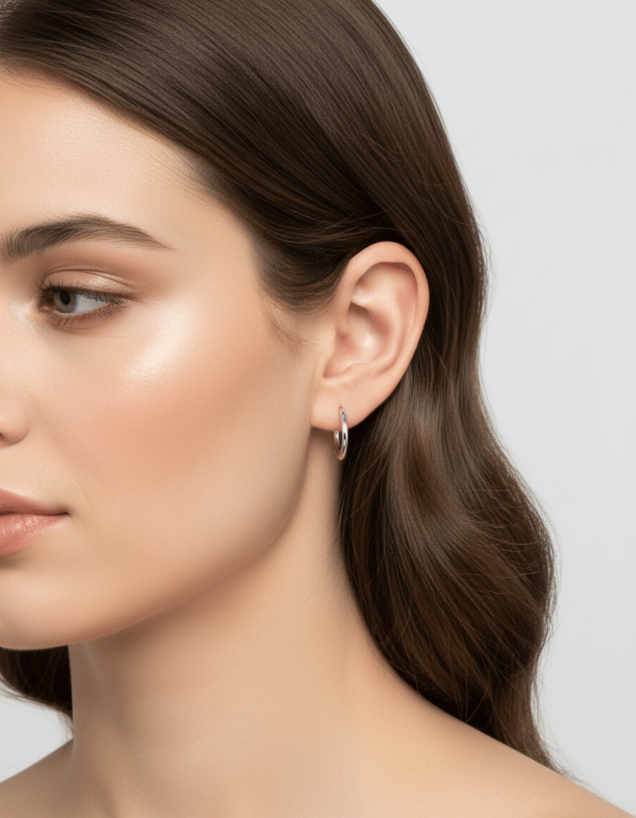 Orecchini cerchietto in oro bianco-3