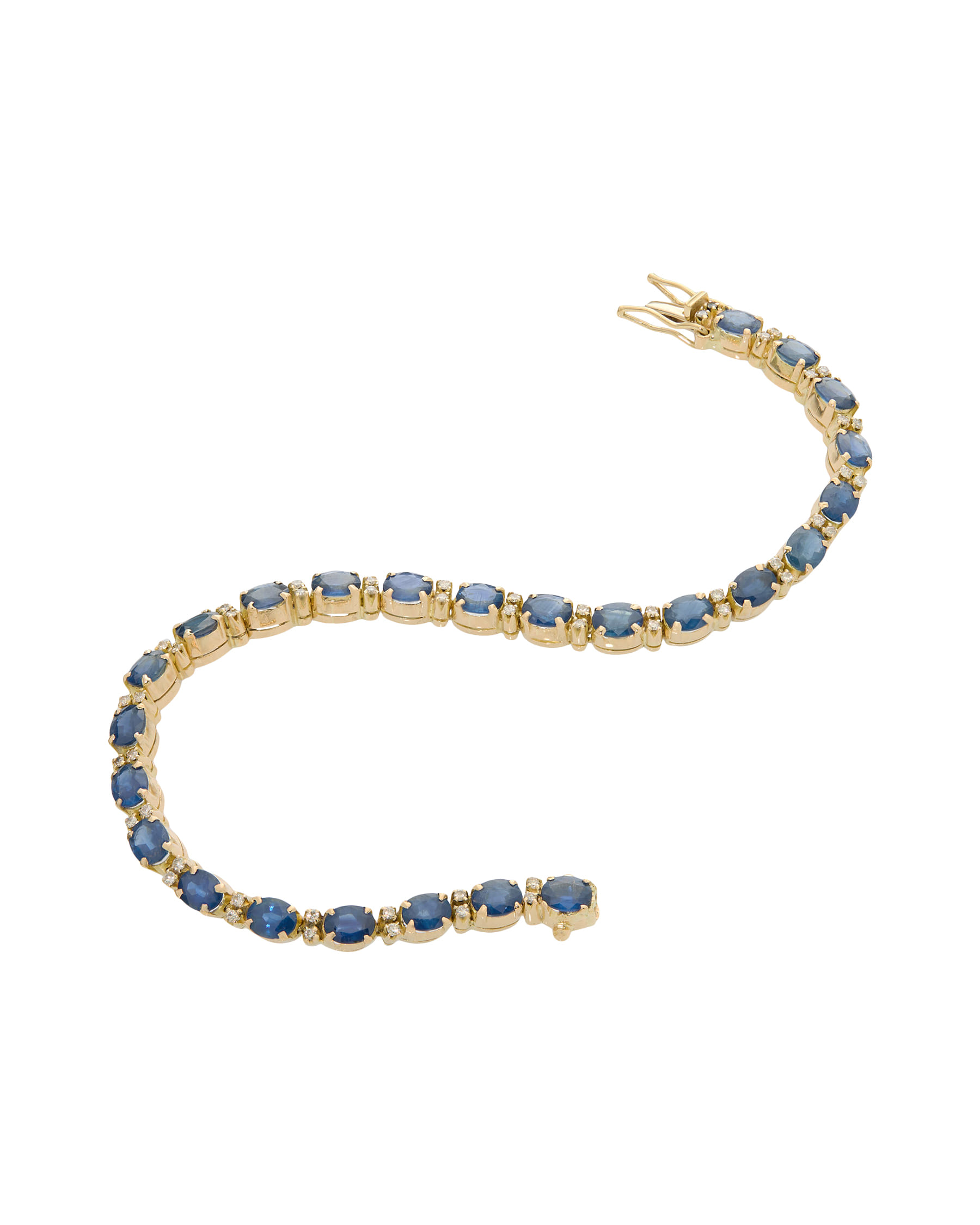 Bracciale oro giallo con zaffiri ovali e diamanti champagne-2