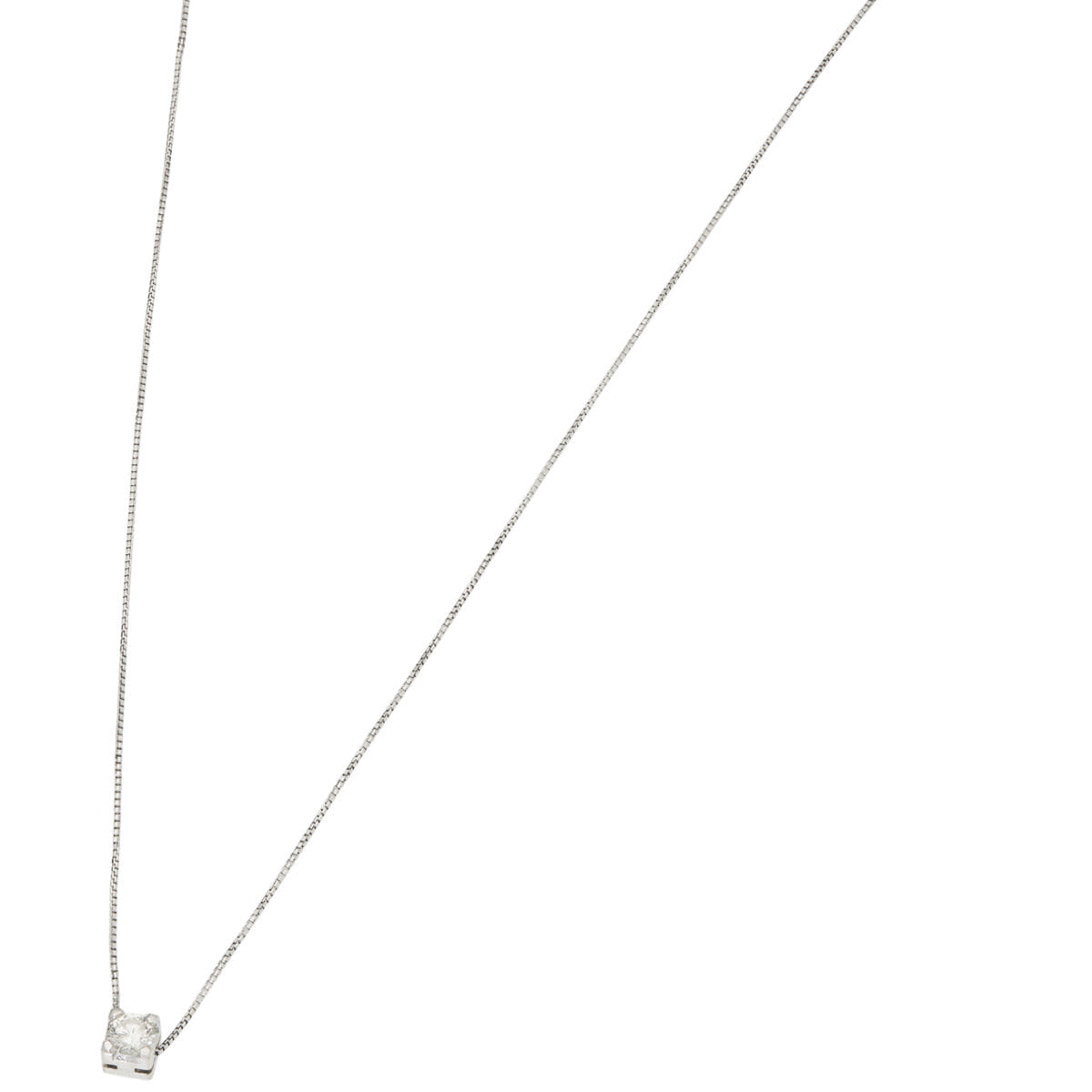 Catenina punto luce tornita oro bianco con diamante 0,17 ct-1