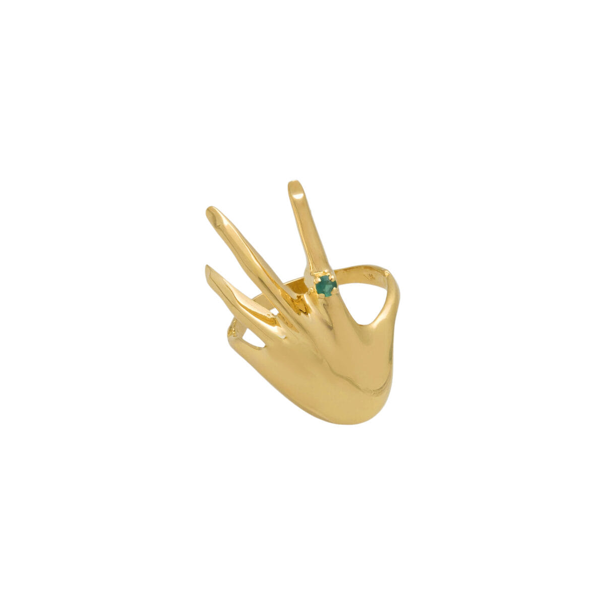 Anello mano in oro giallo con smeraldo-1