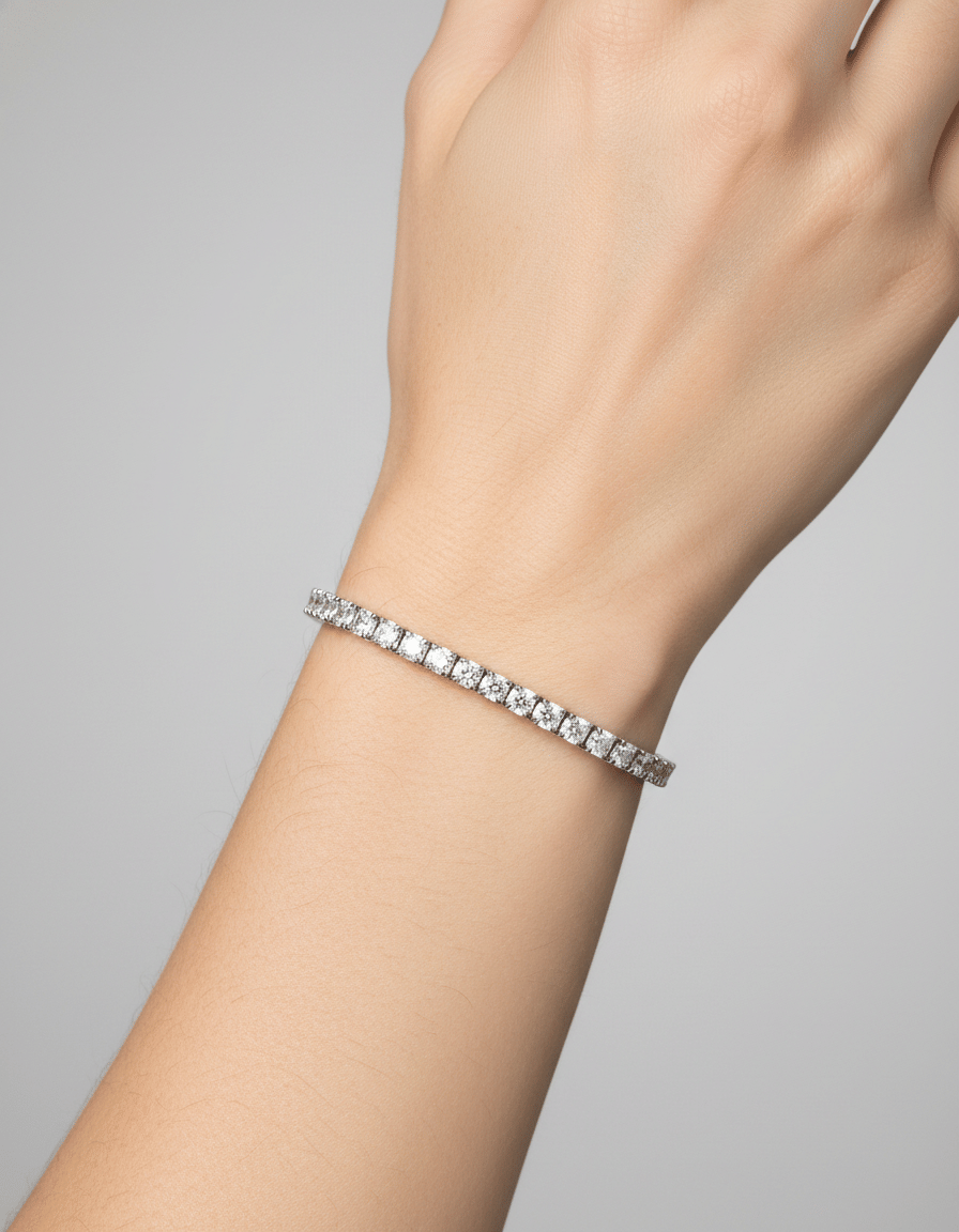 Bracciale tennis in oro bianco con diamanti 3,80 ct-3