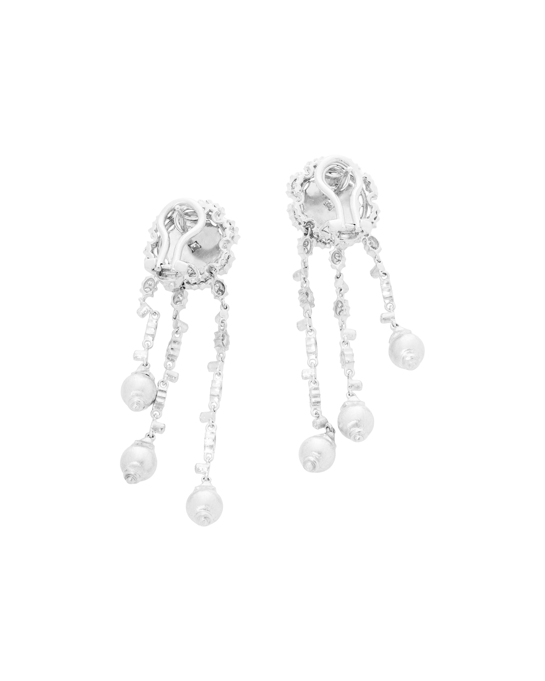 Orecchini pendenti in oro bianco satinato e oro giallo con diamanti-2