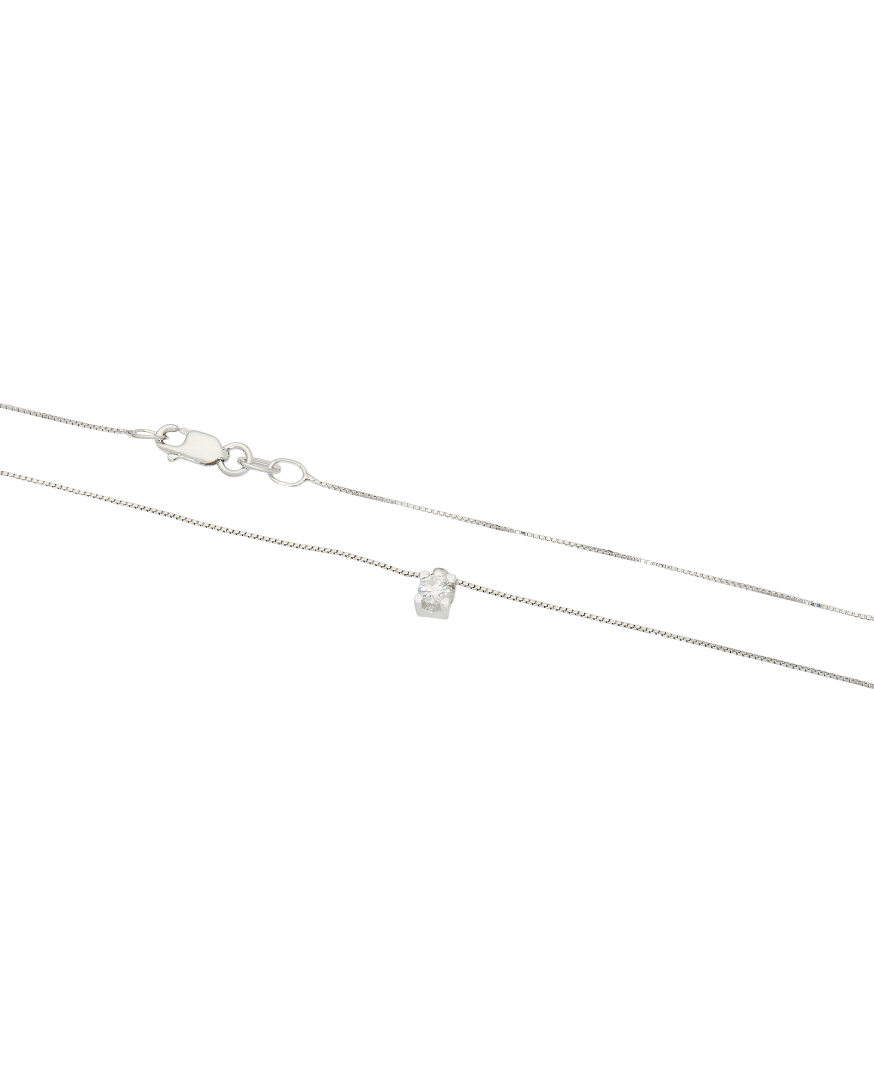 Catenina punto luce in oro bianco con diamante da 0,09 ct-2