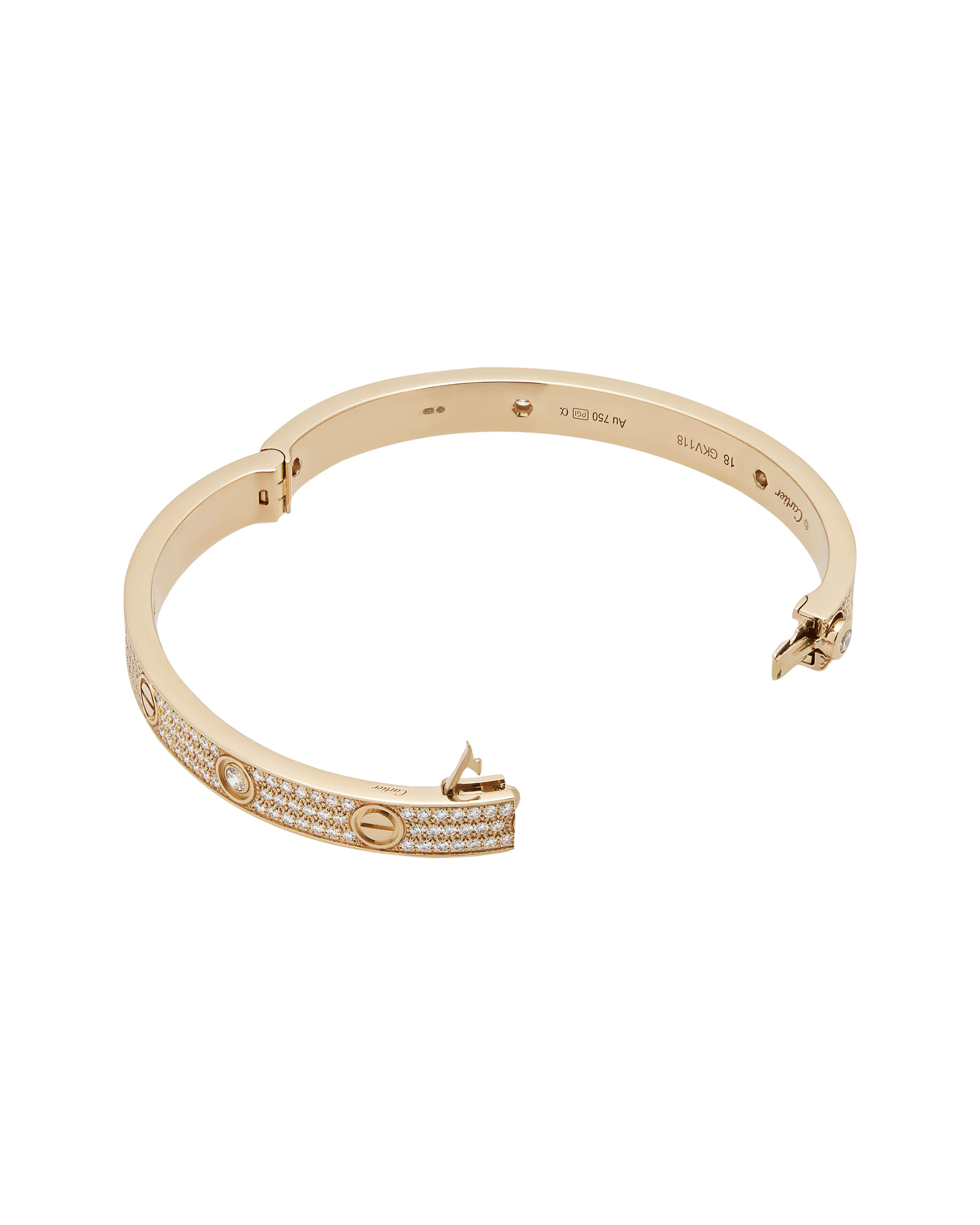 Bracciale love in oro rosa modello classico in oro rosa con pave’-3