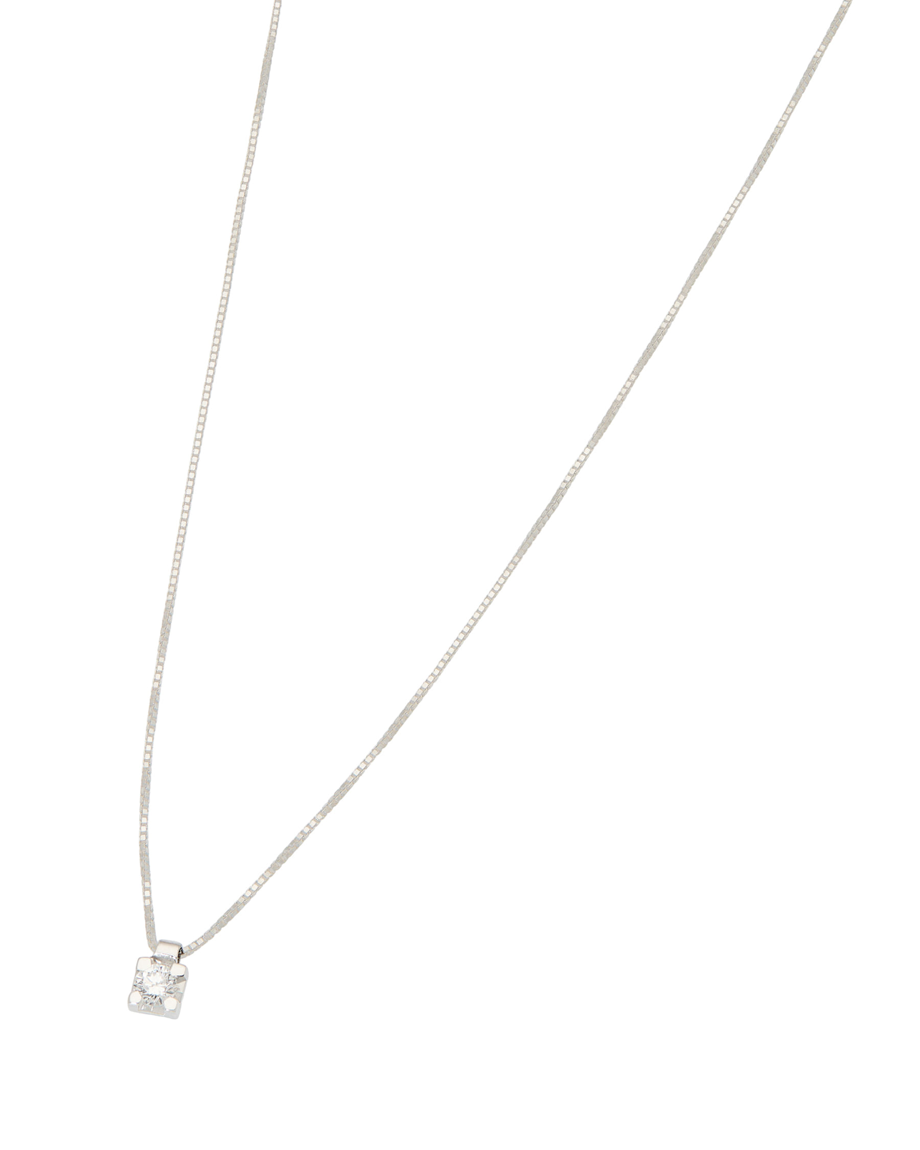 Catenina punto luce in oro bianco con diamante da 0,12 ct-1