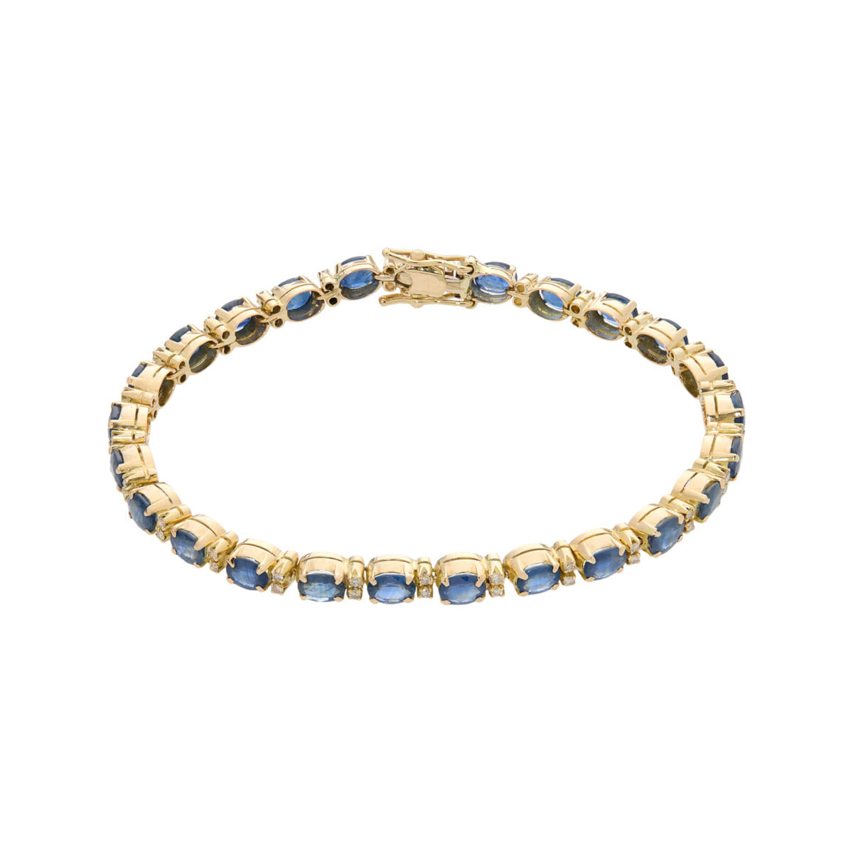 Bracciale oro giallo con zaffiri ovali e diamanti champagne-1
