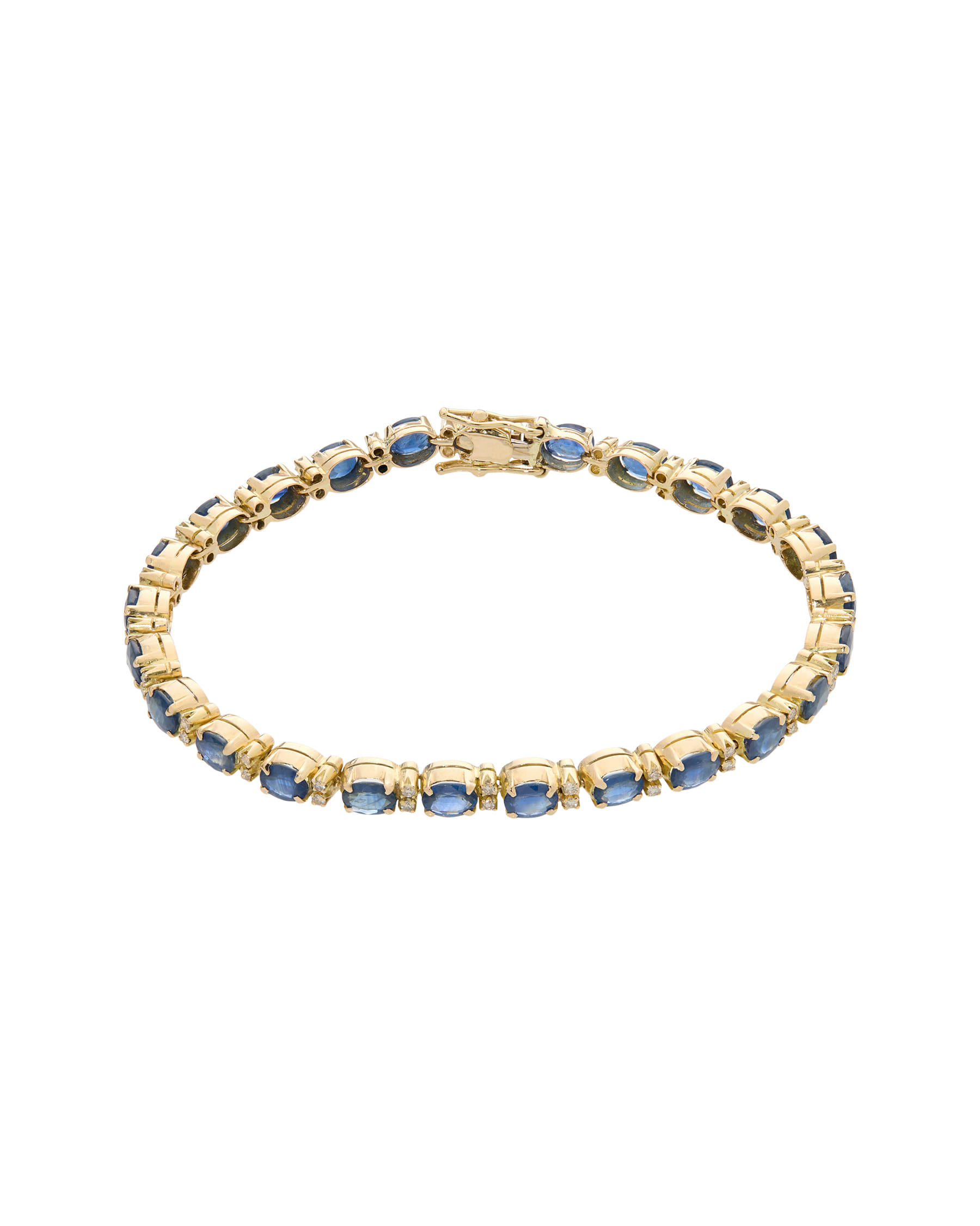 Bracciale oro giallo con zaffiri ovali e diamanti champagne-1