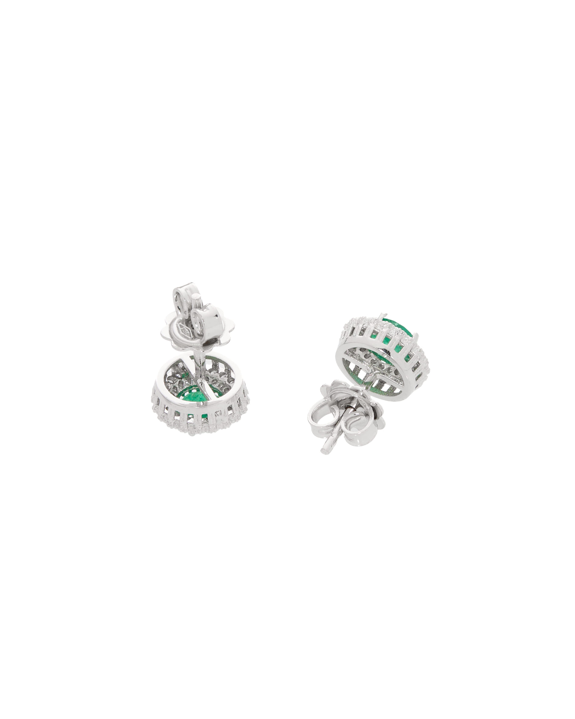 Orecchini con smeraldo centrale e doppio giro di diamanti-2