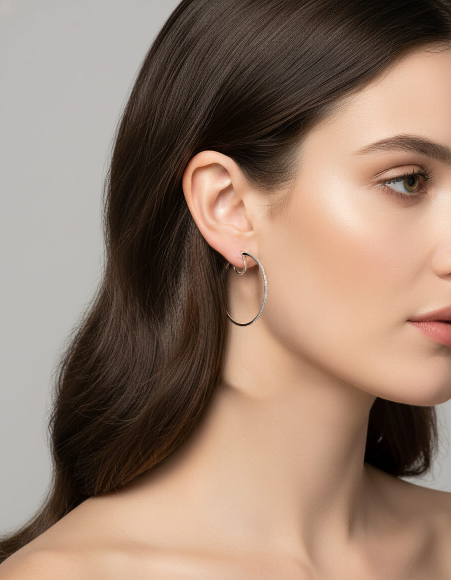 Orecchini cerchio grandi oro bianco e diamanti-3