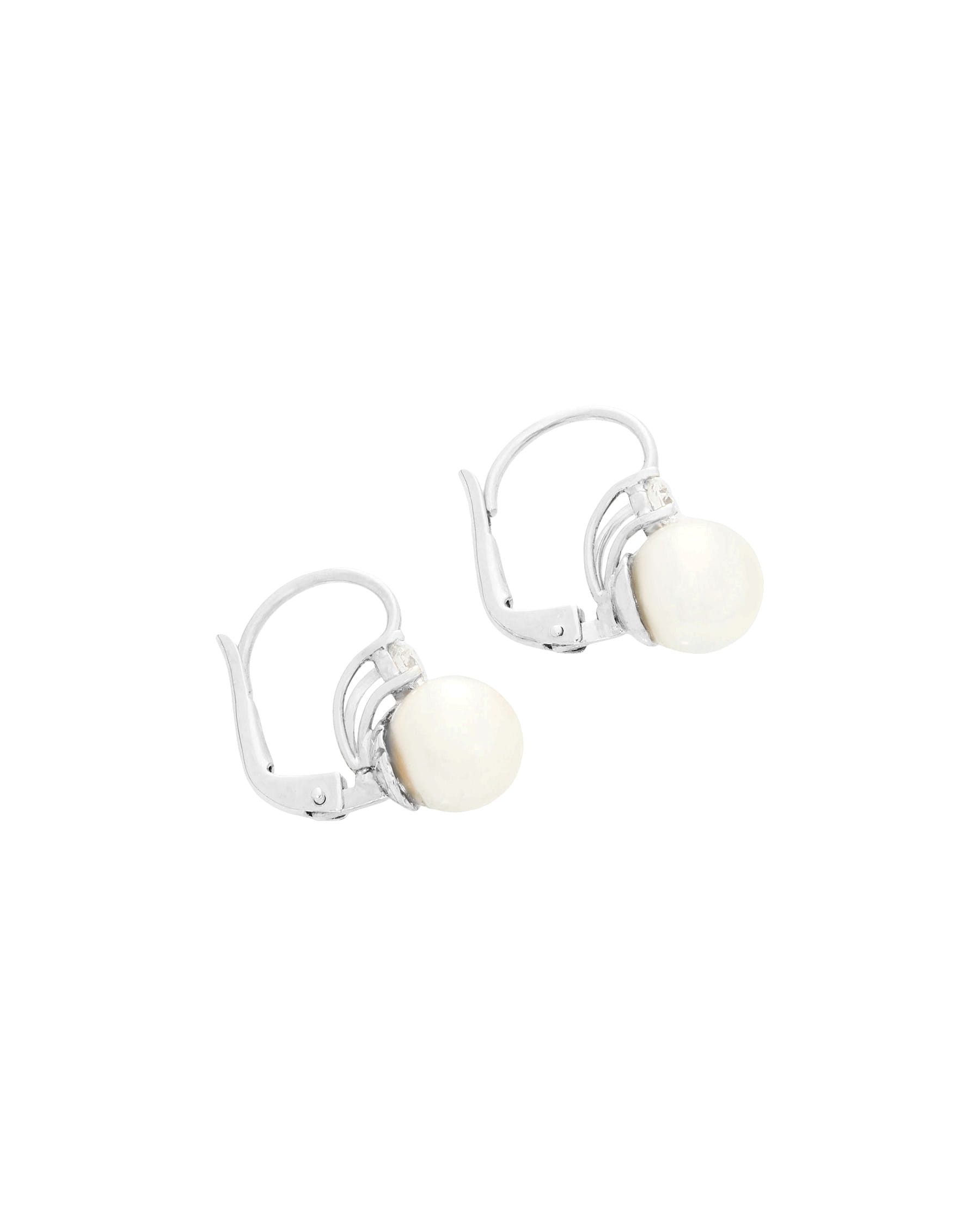 Orecchini a clip oro bianco, diamanti e perle 8,35 mm-1