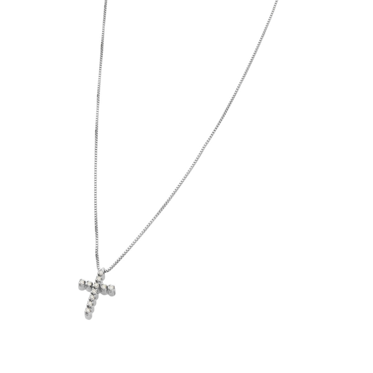 Collana in oro bianco con crocetta di diamanti-1