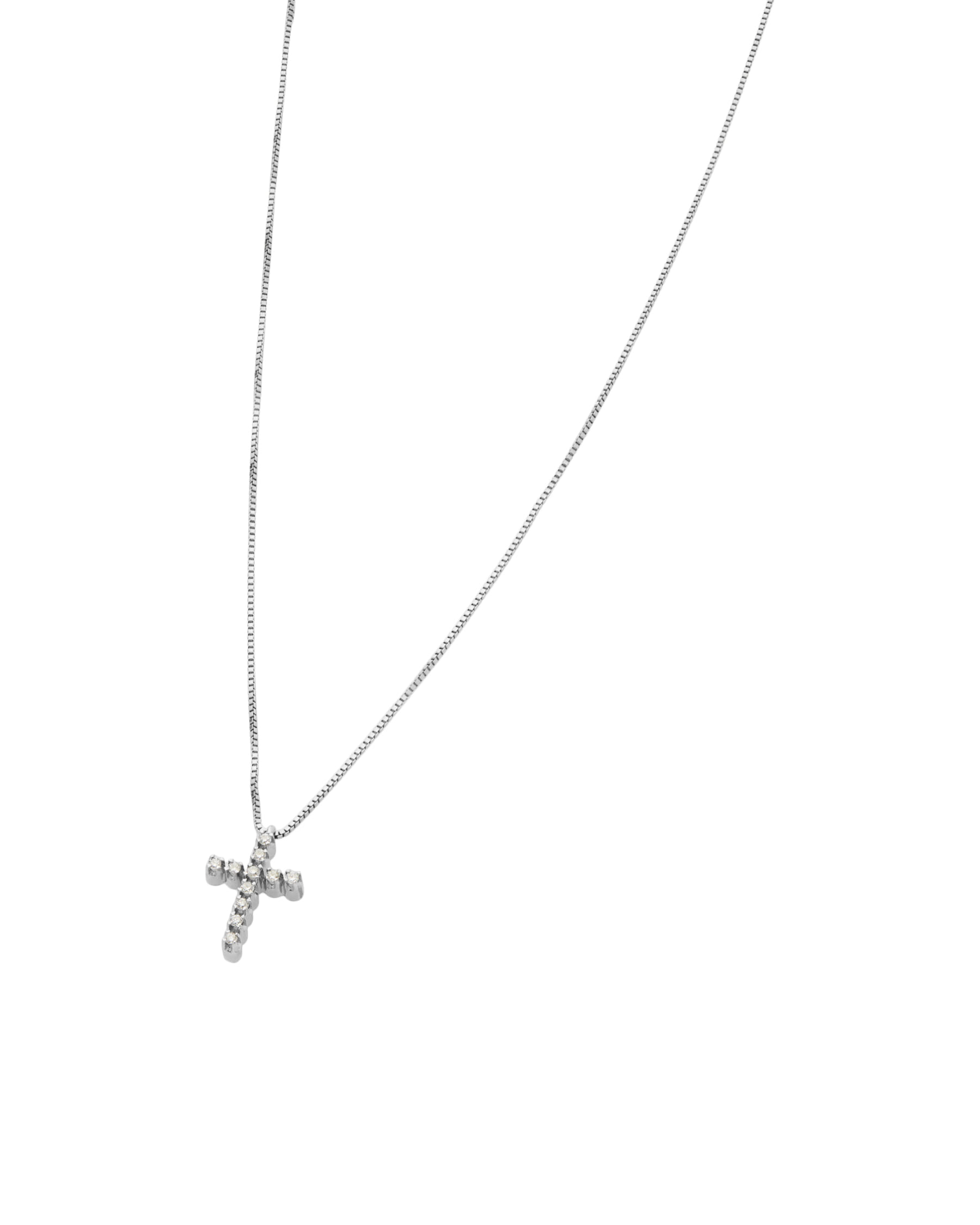 Collana in oro bianco con crocetta di diamanti-1