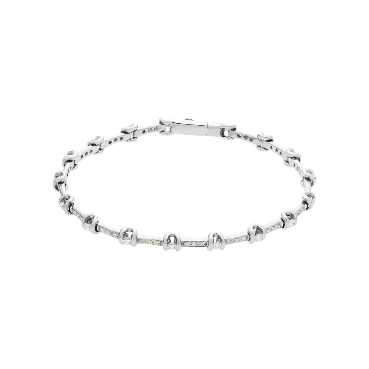 Bracciale tennis modulare oro bianco e diamanti-1