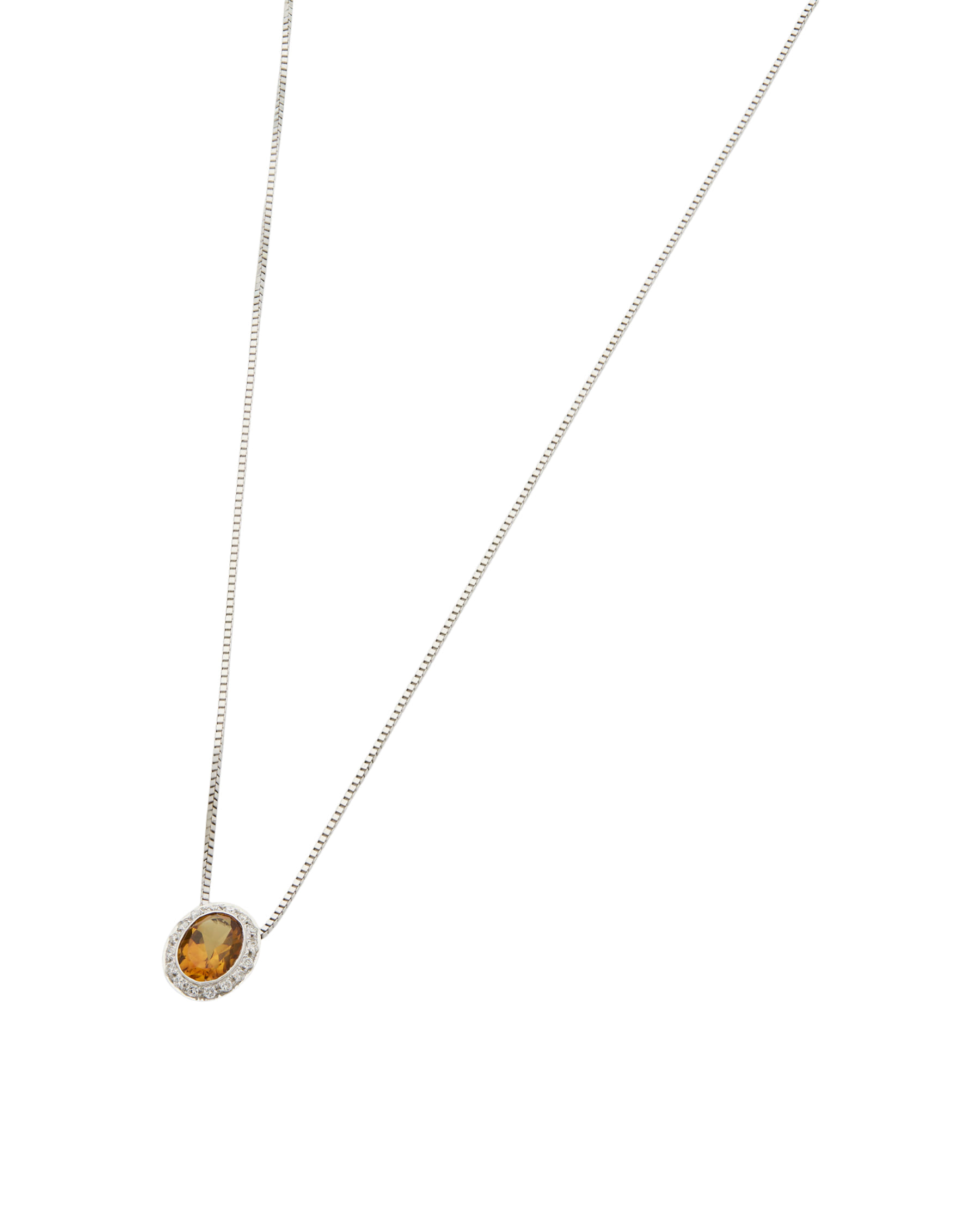 Catenina zoccai in oro bianco con ciondolo quarzo citrino e diamanti-1