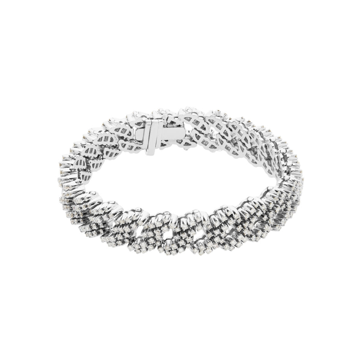 Bracciale maglia groumette in oro bianco e diamanti-1