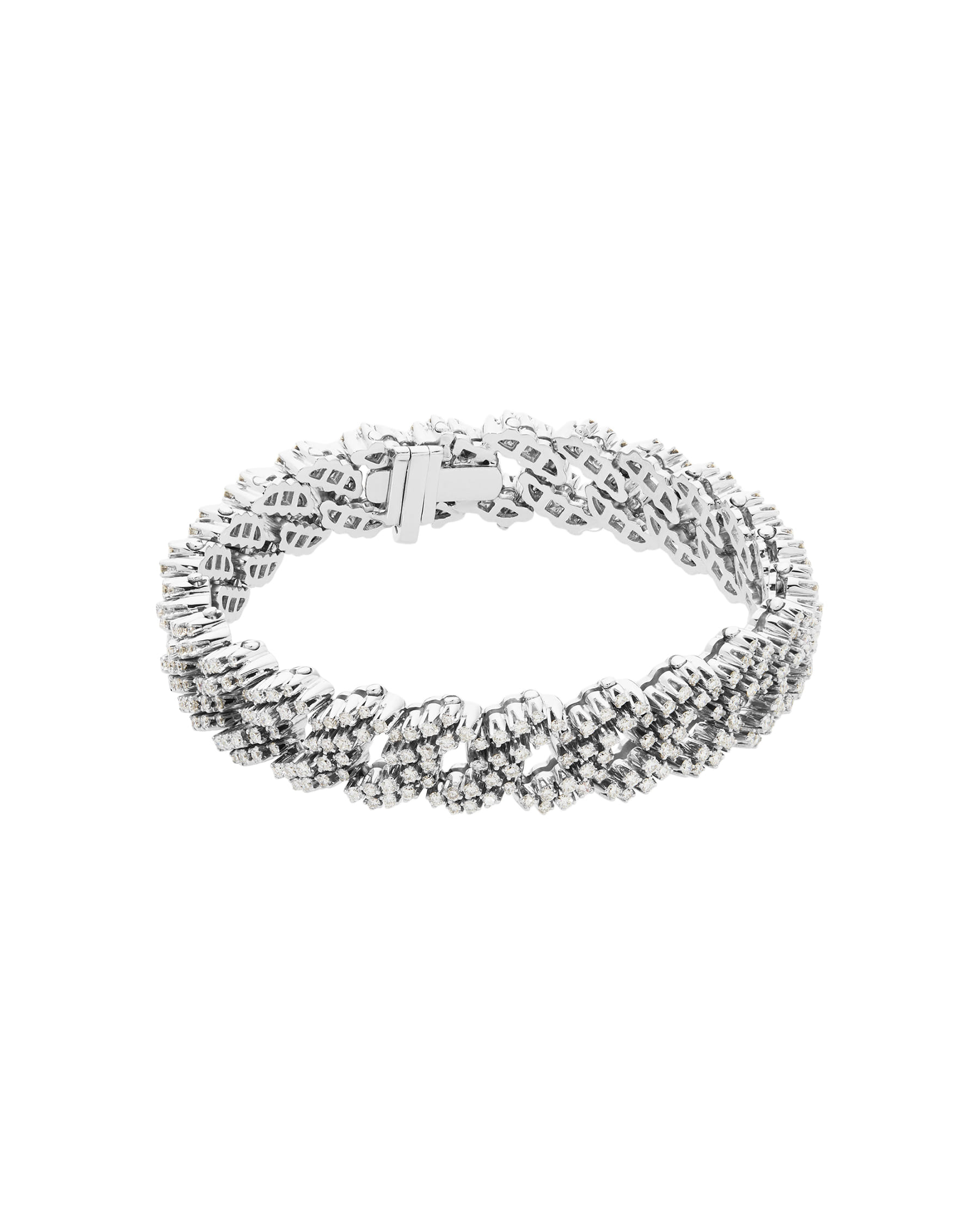 Bracciale maglia groumette in oro bianco e diamanti-1