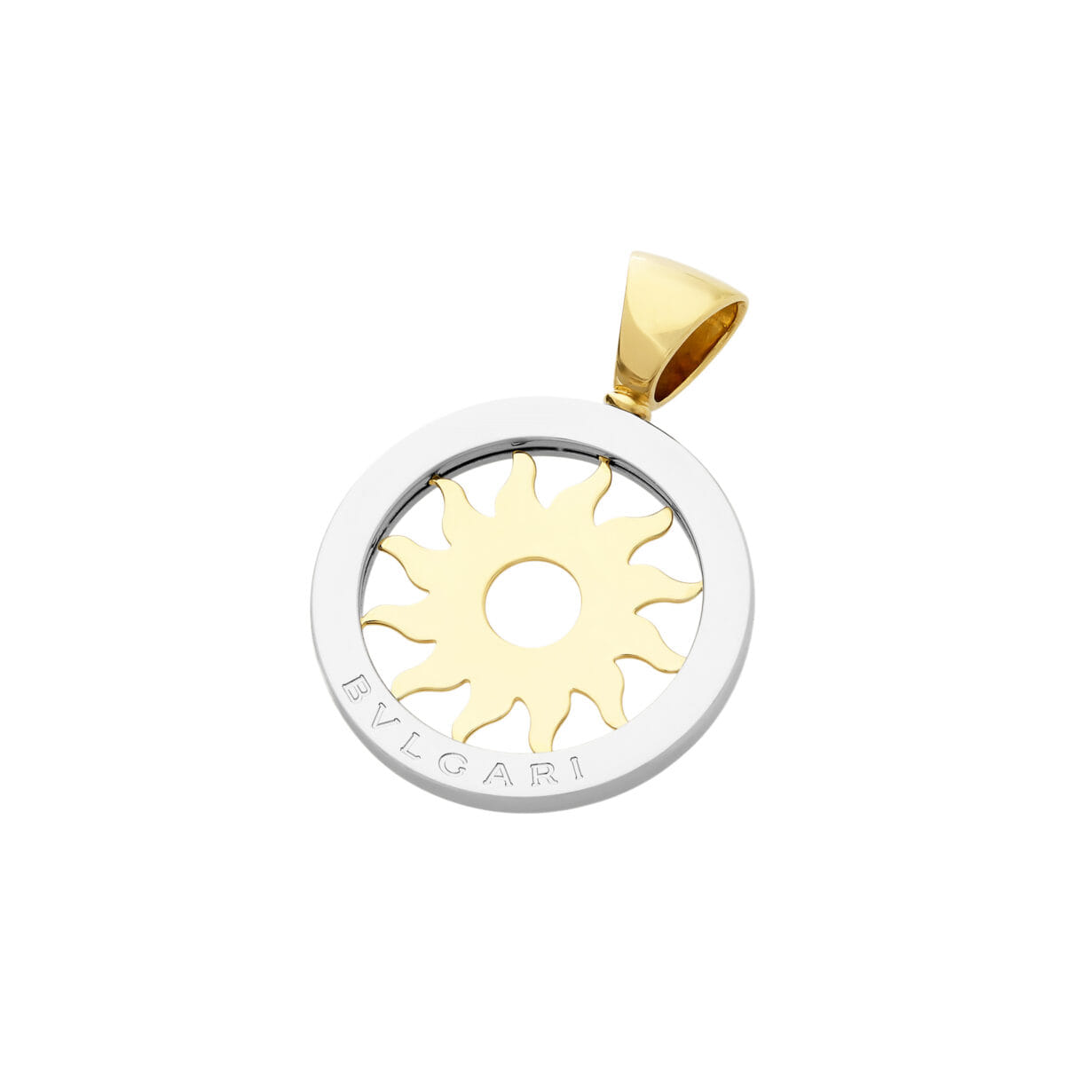 Ciondolo bulgari sole in acciaio e oro giallo-1