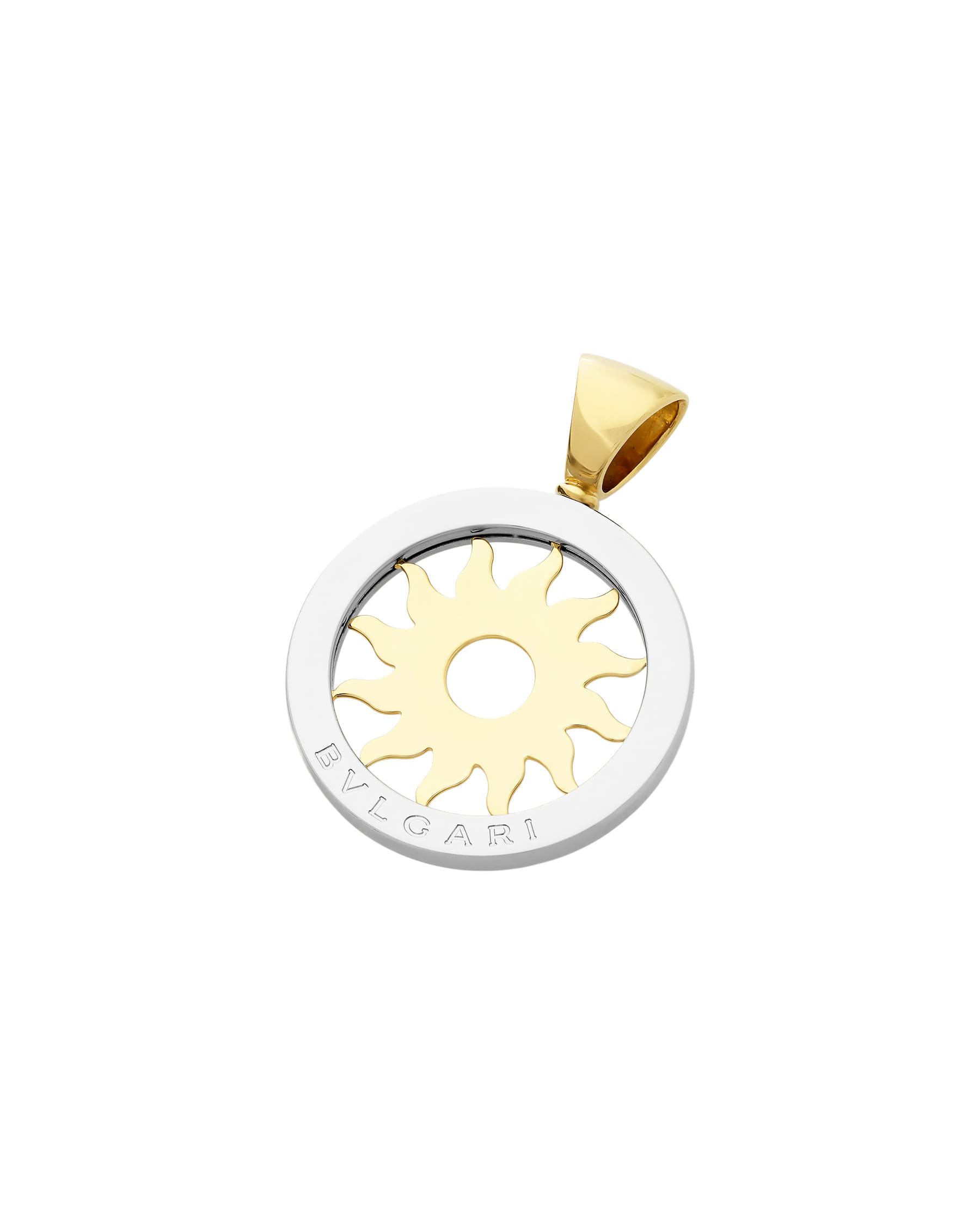 Ciondolo bulgari sole in acciaio e oro giallo-1