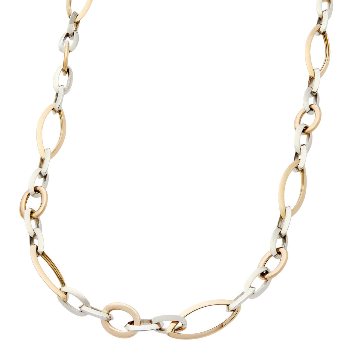 Collana catena modulare in oro bianco e rosa-1