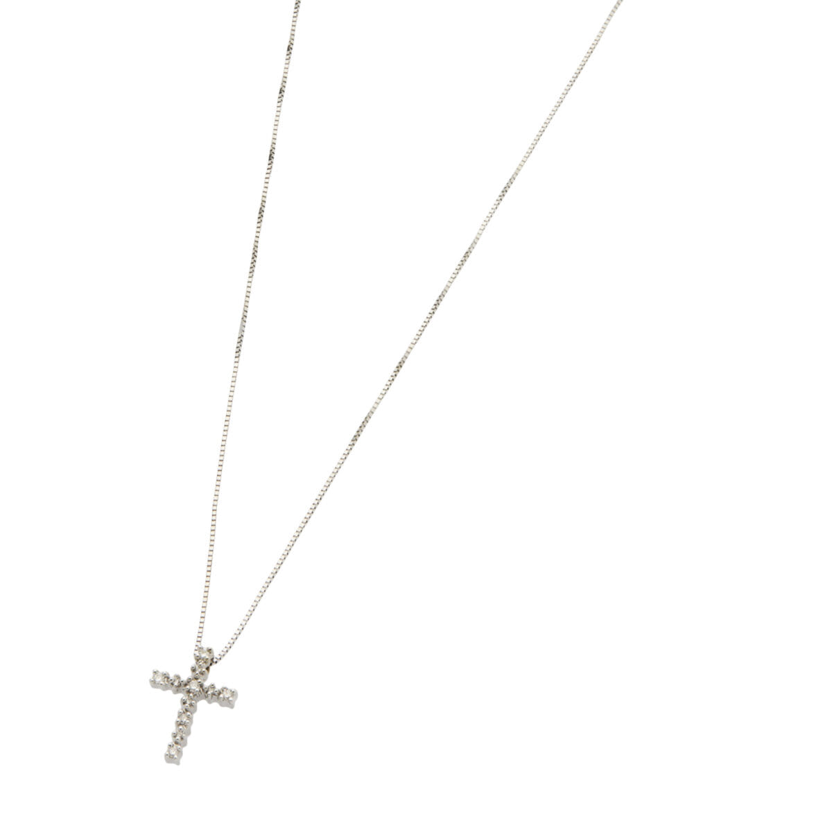 Catenina con croce in oro bianco e diamanti miluna-1