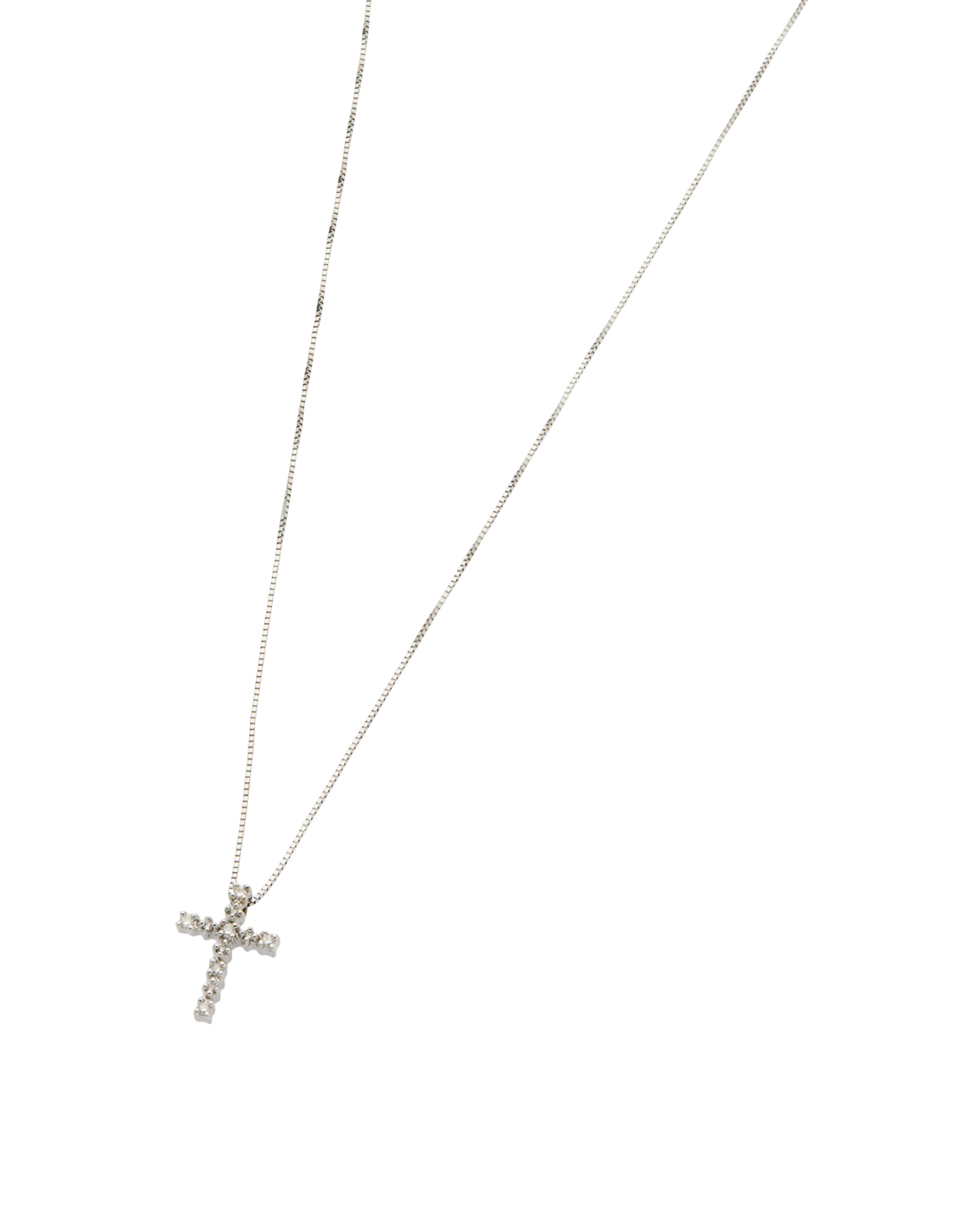 Catenina con croce in oro bianco e diamanti miluna-1