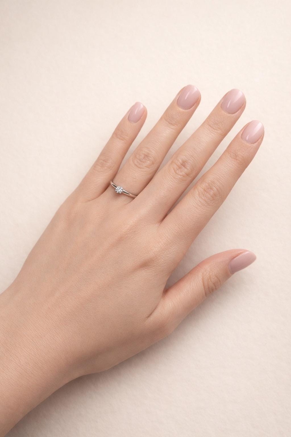Anello solitario oro bianco con diamante 0,20 ct-5