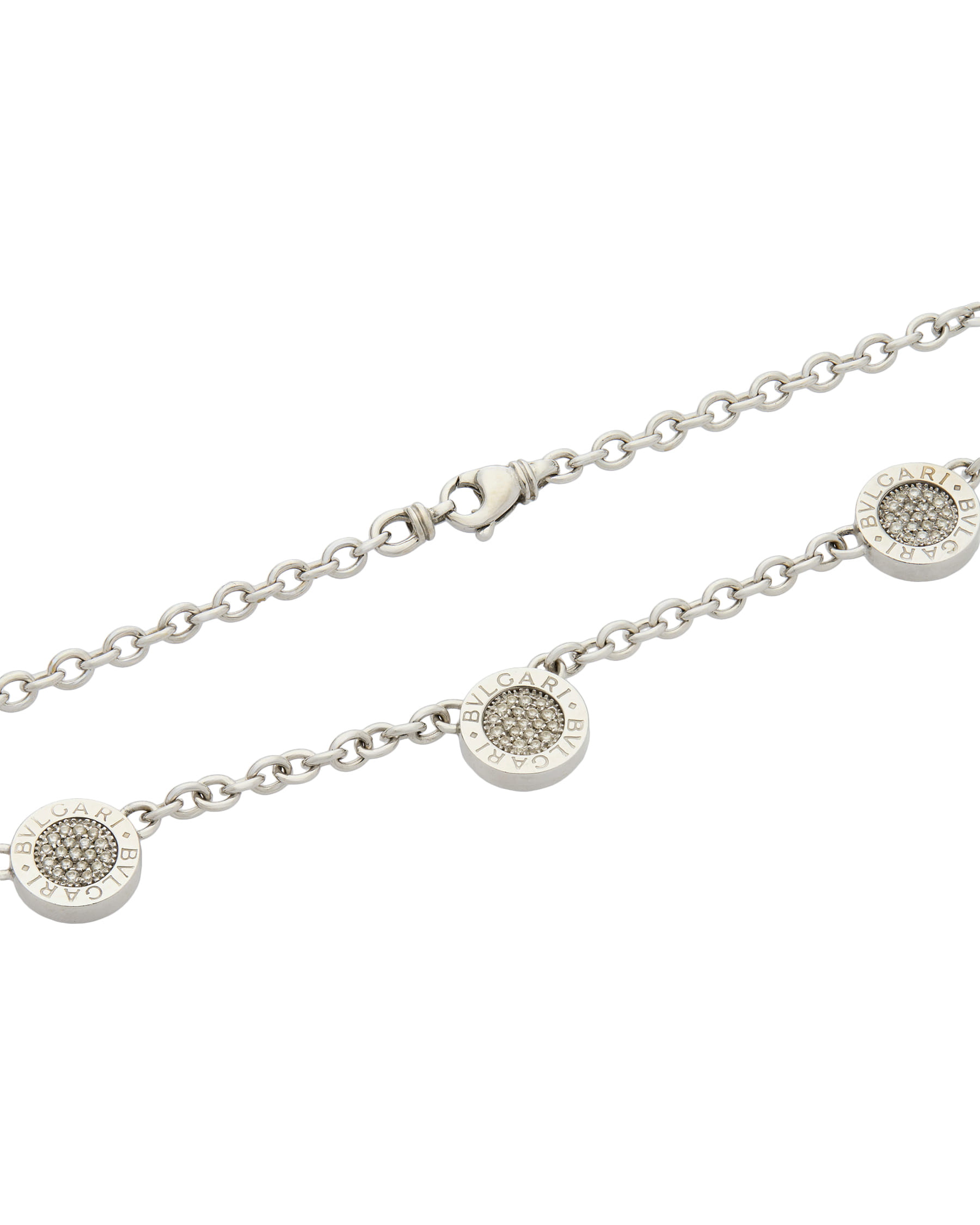 Girocollo bulgari bulgari in oro bianco, onice e diamanti-2