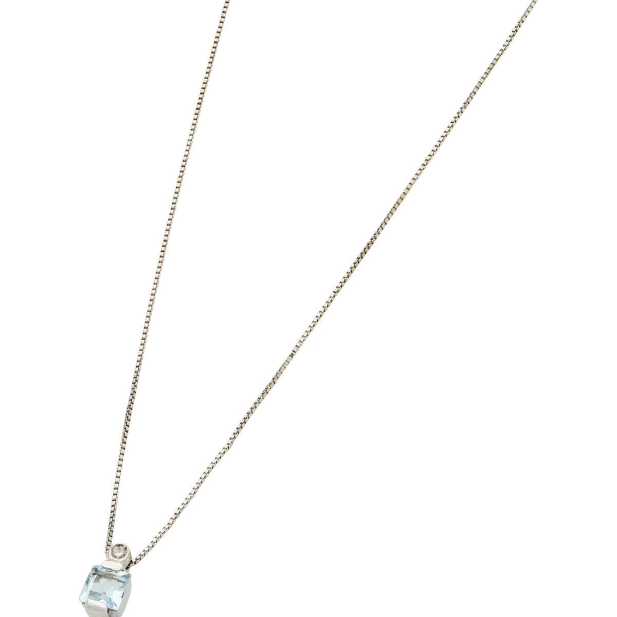 Catenina in oro bianco con ciondolo topazio e diamante-1