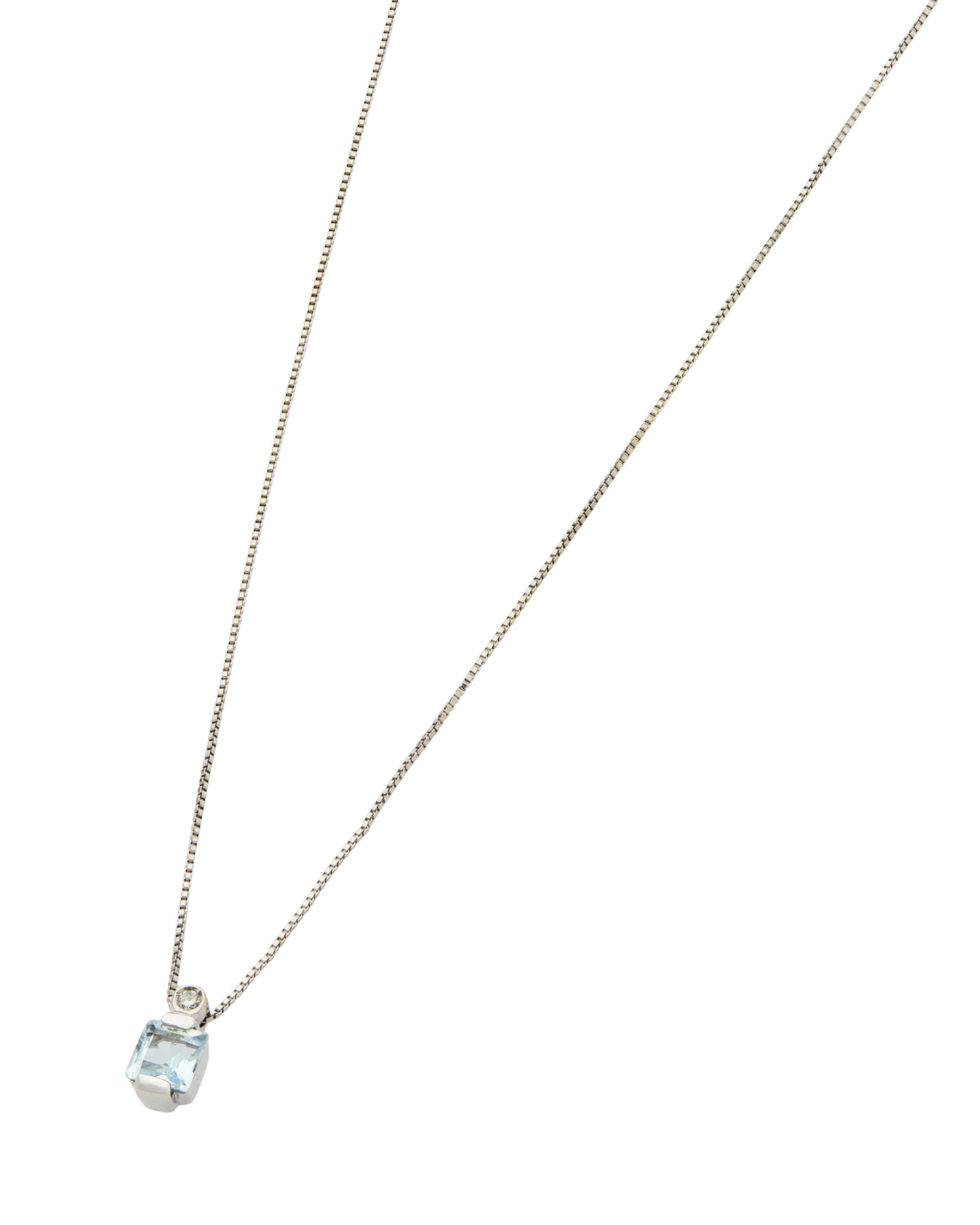 Catenina in oro bianco con ciondolo topazio e diamante-1