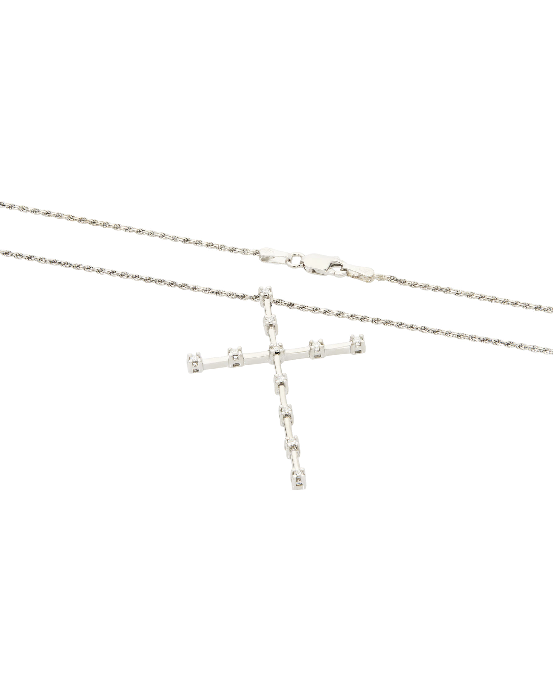 Collana croce chimento oro bianco e diamanti-2