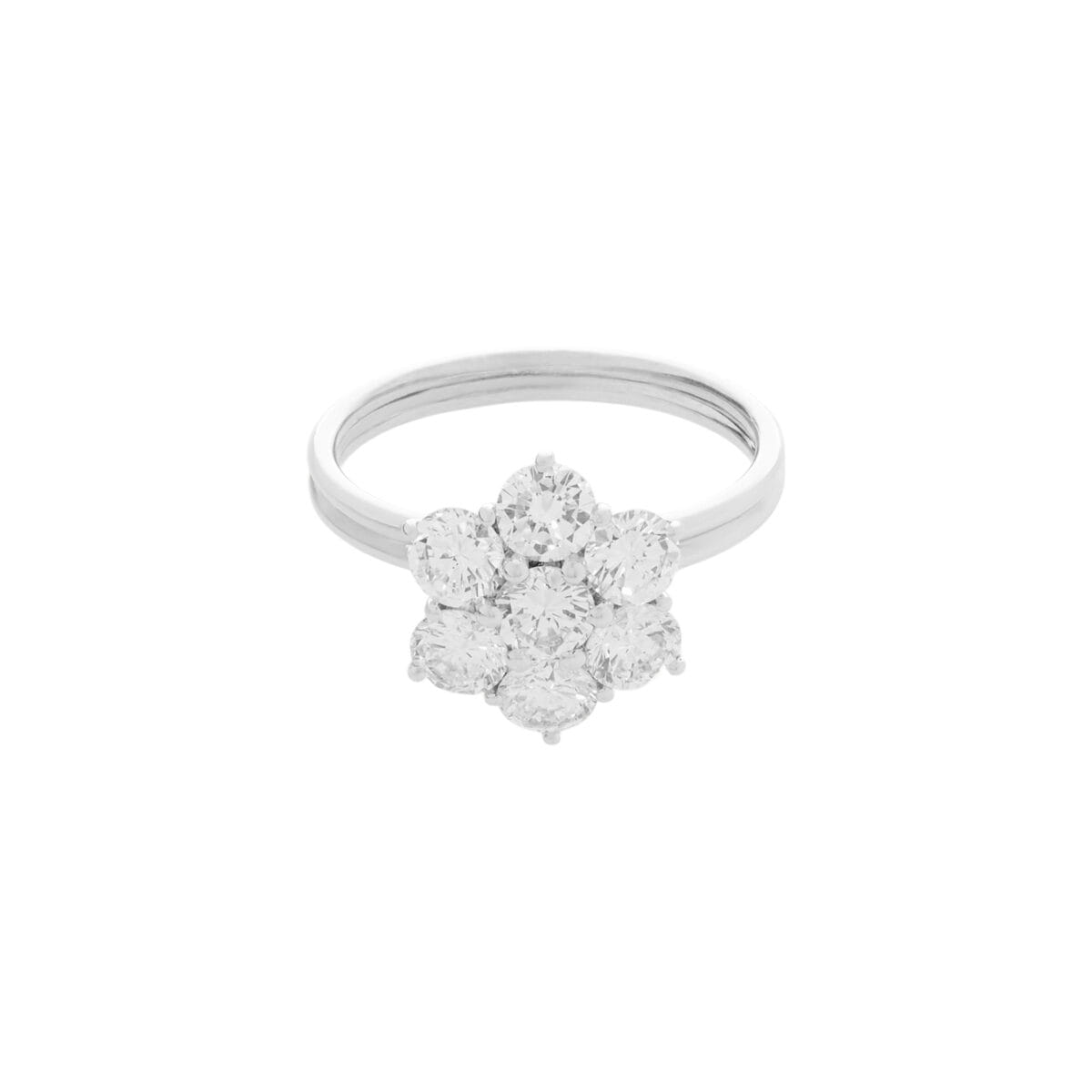Anello fiore in oro bianco con diamanti-1
