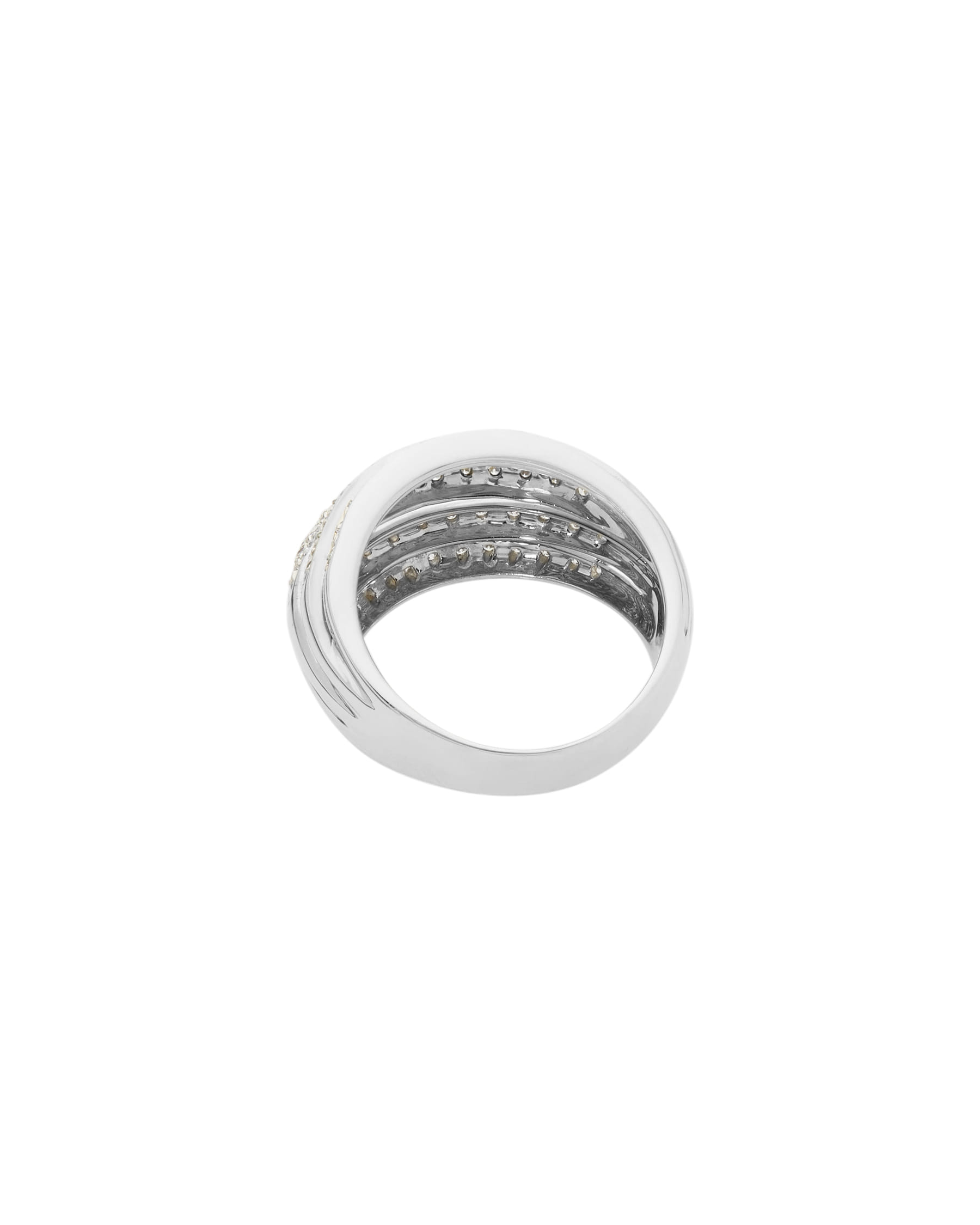 Anello a fascia multipla in oro bianco con pavé di diamanti-3