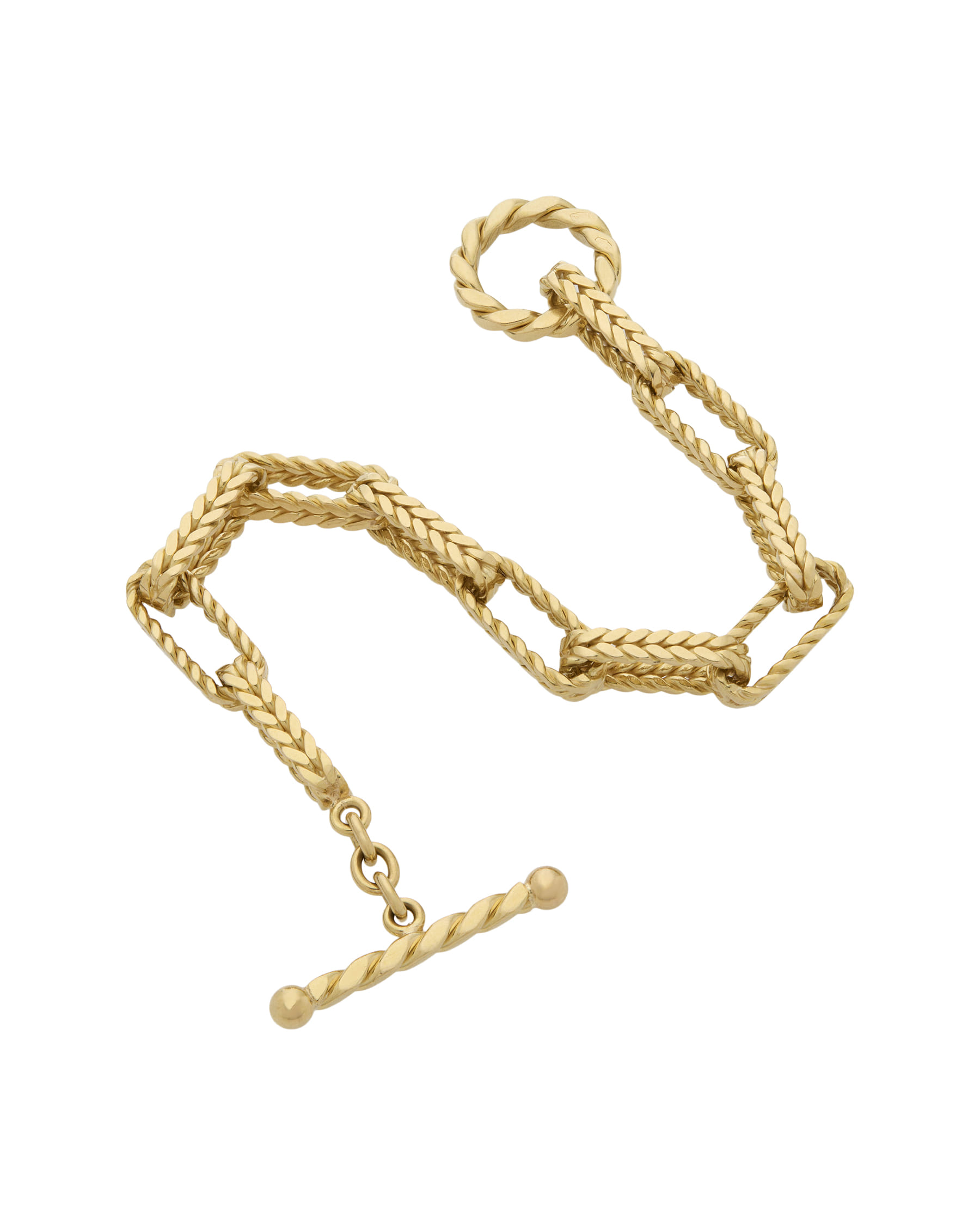 Bracciale marchisio napoleone con maglia a catena ovale intrecciata in oro giallo 18kt-2