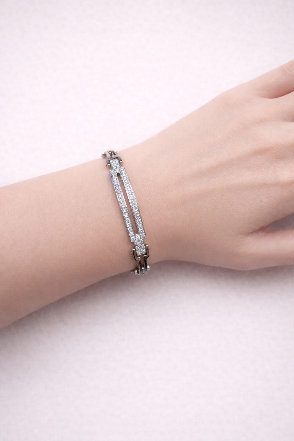 Bracciale barakà in oro bianco e rosa con diamanti-3