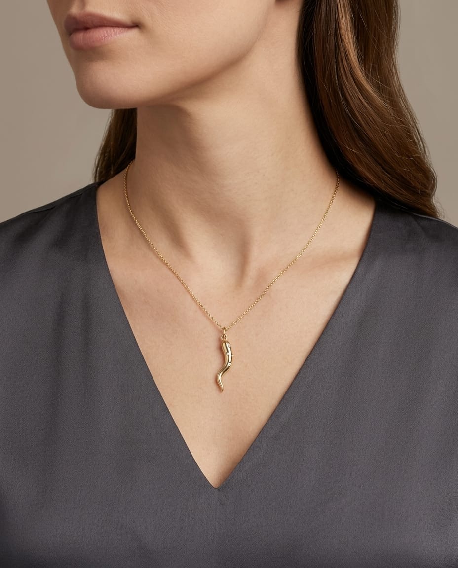 Ciondolo corno in oro rosa 9 kt con diamanti rose-3