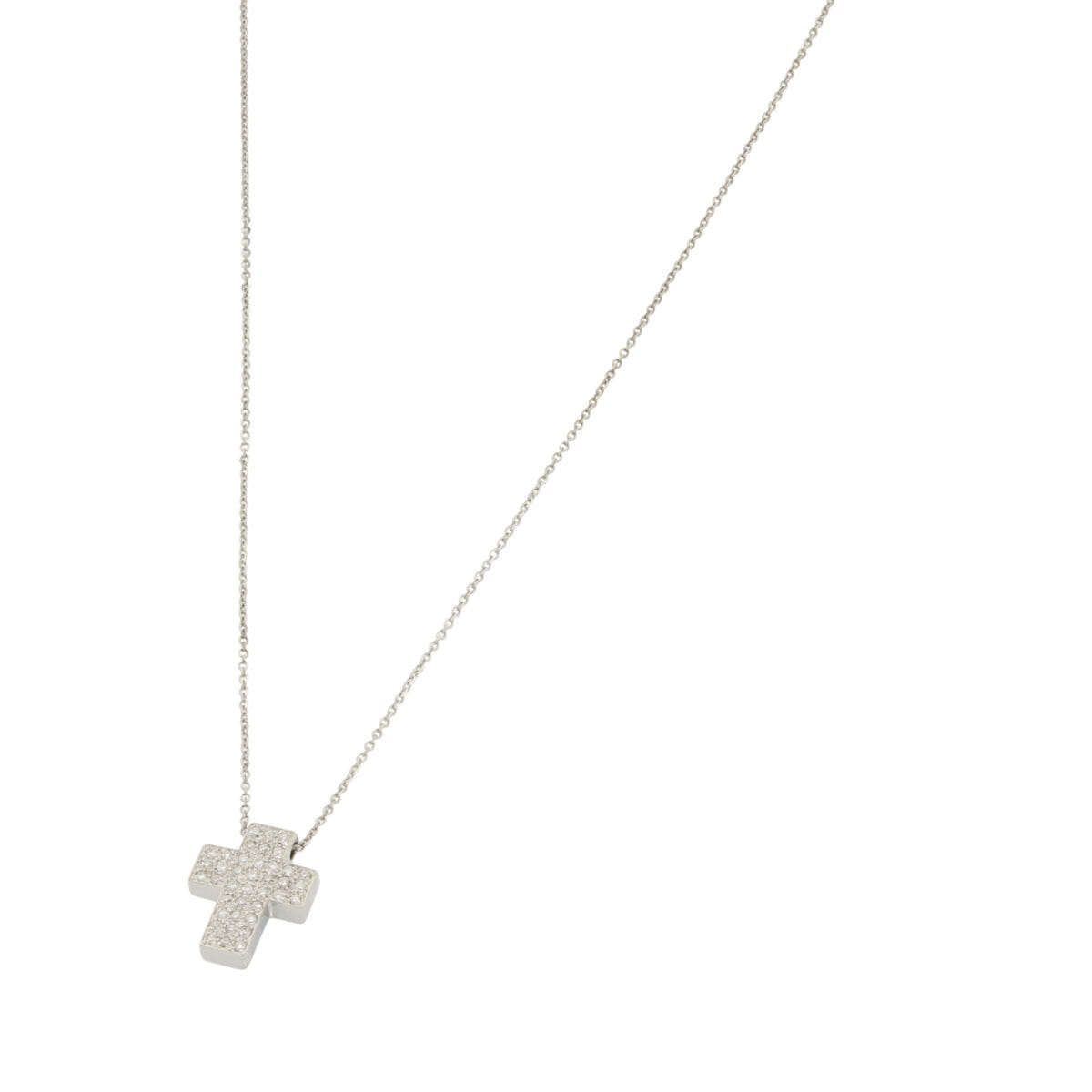 Collana in oro bianco con ciondolo croce rettangolare con diamanti-1
