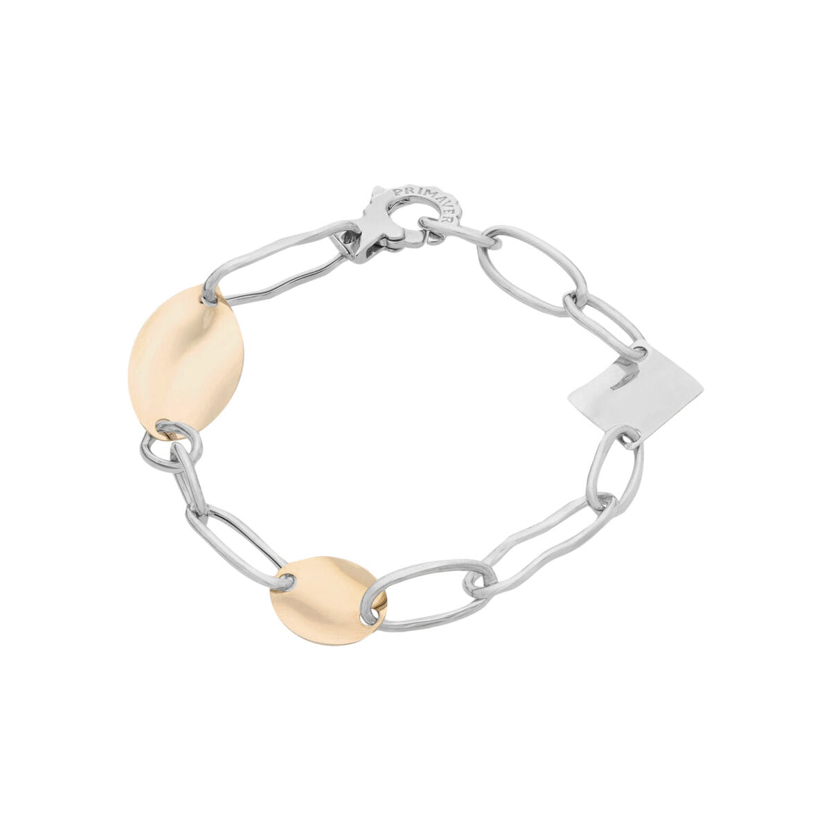 Bracciale a catena in oro bianco con 2 elementi rosa 18kt-1