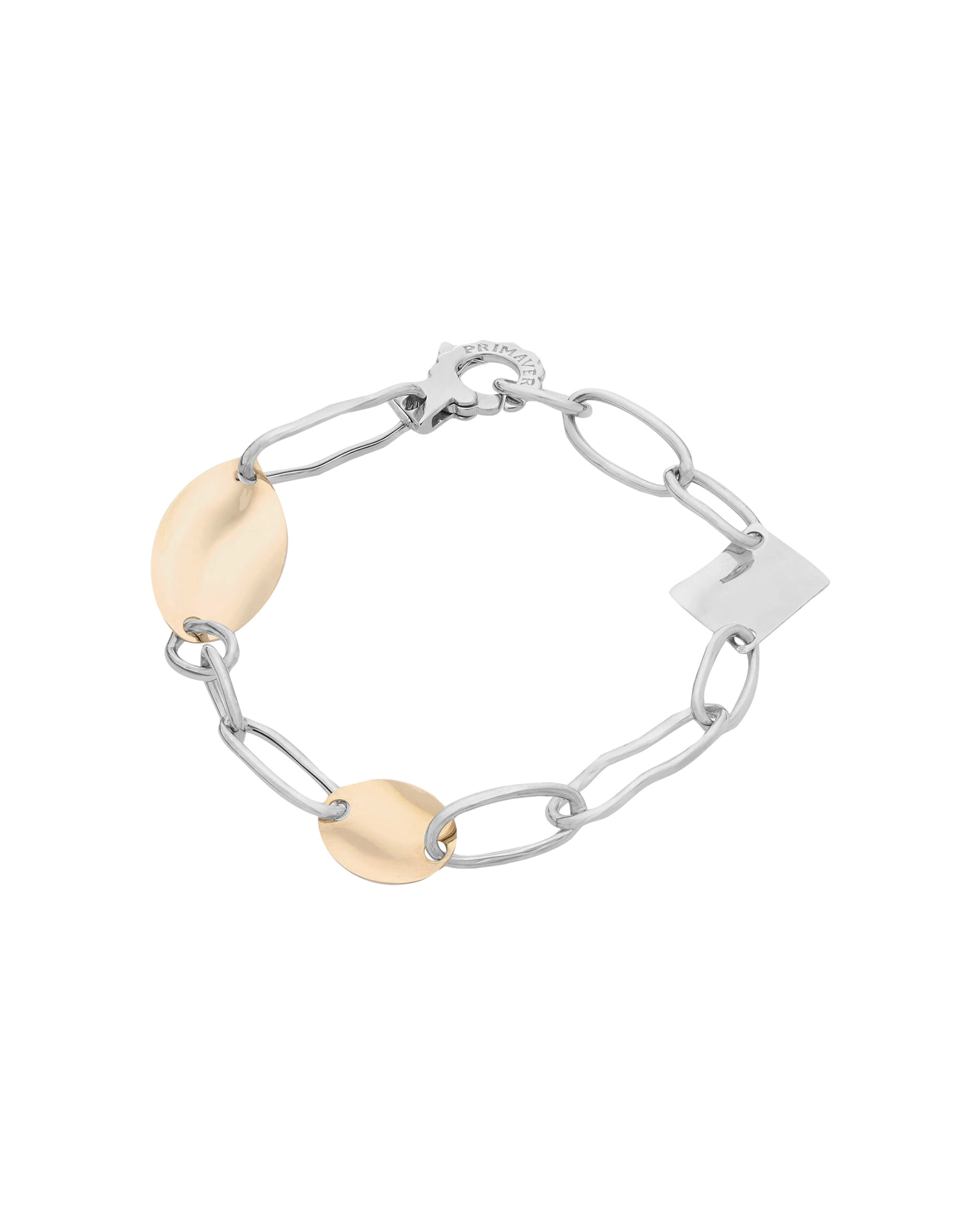 Bracciale a catena in oro bianco con 2 elementi rosa 18kt-1