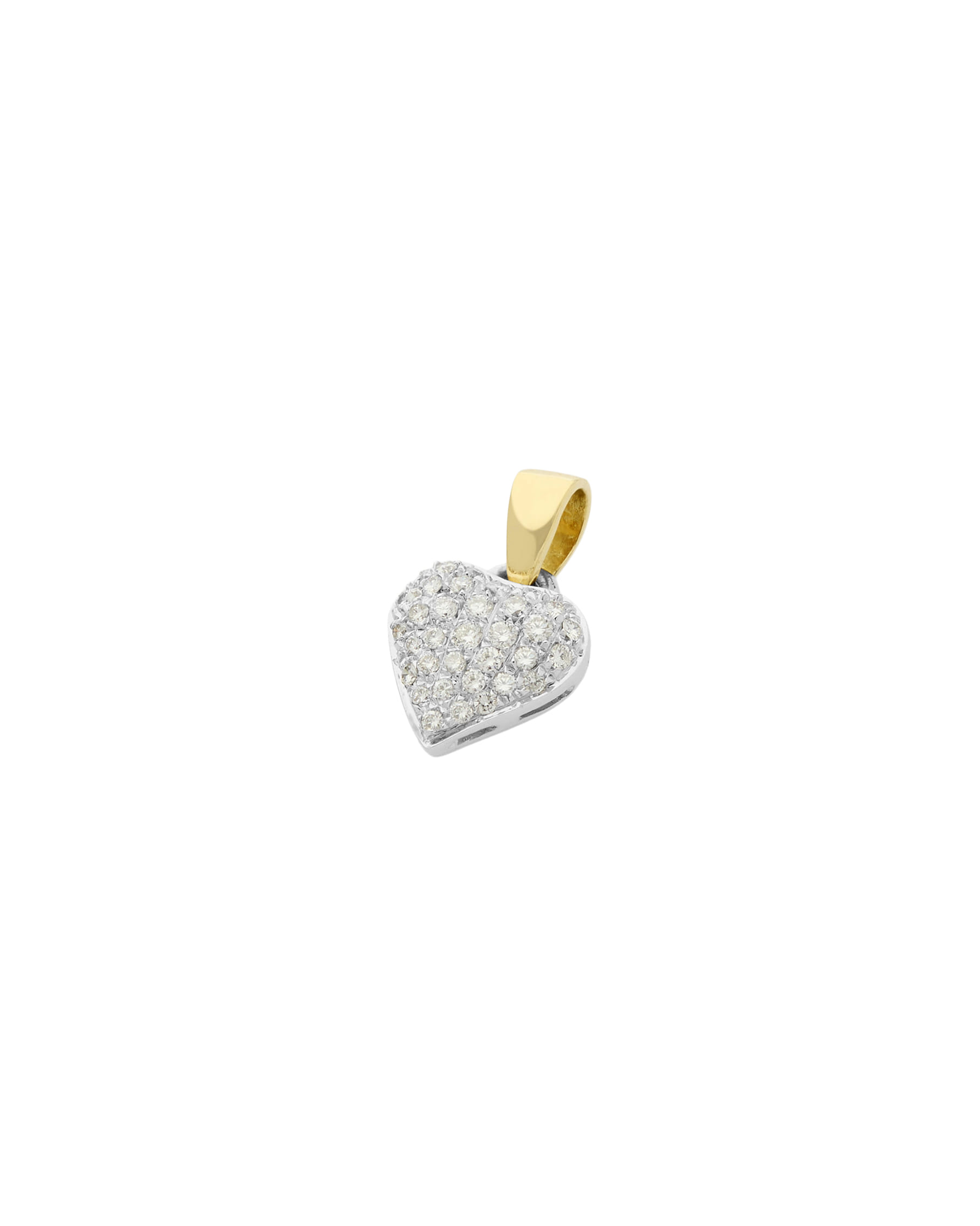 Ciondolo cuore in oro giallo con pavé di diamanti-1