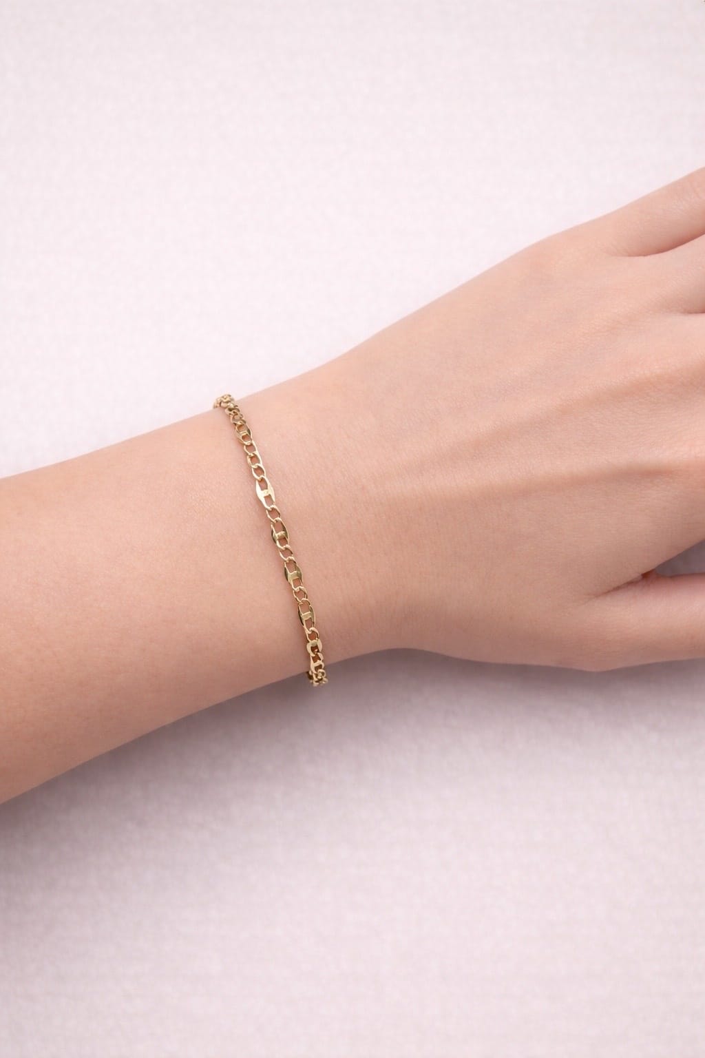 Bracciale maglia piatta 1 + 1 in oro giallo 18 kt-3