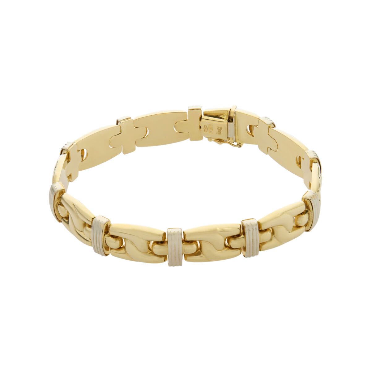 Bracciale maglia bizantina in oro giallo e bianco-1