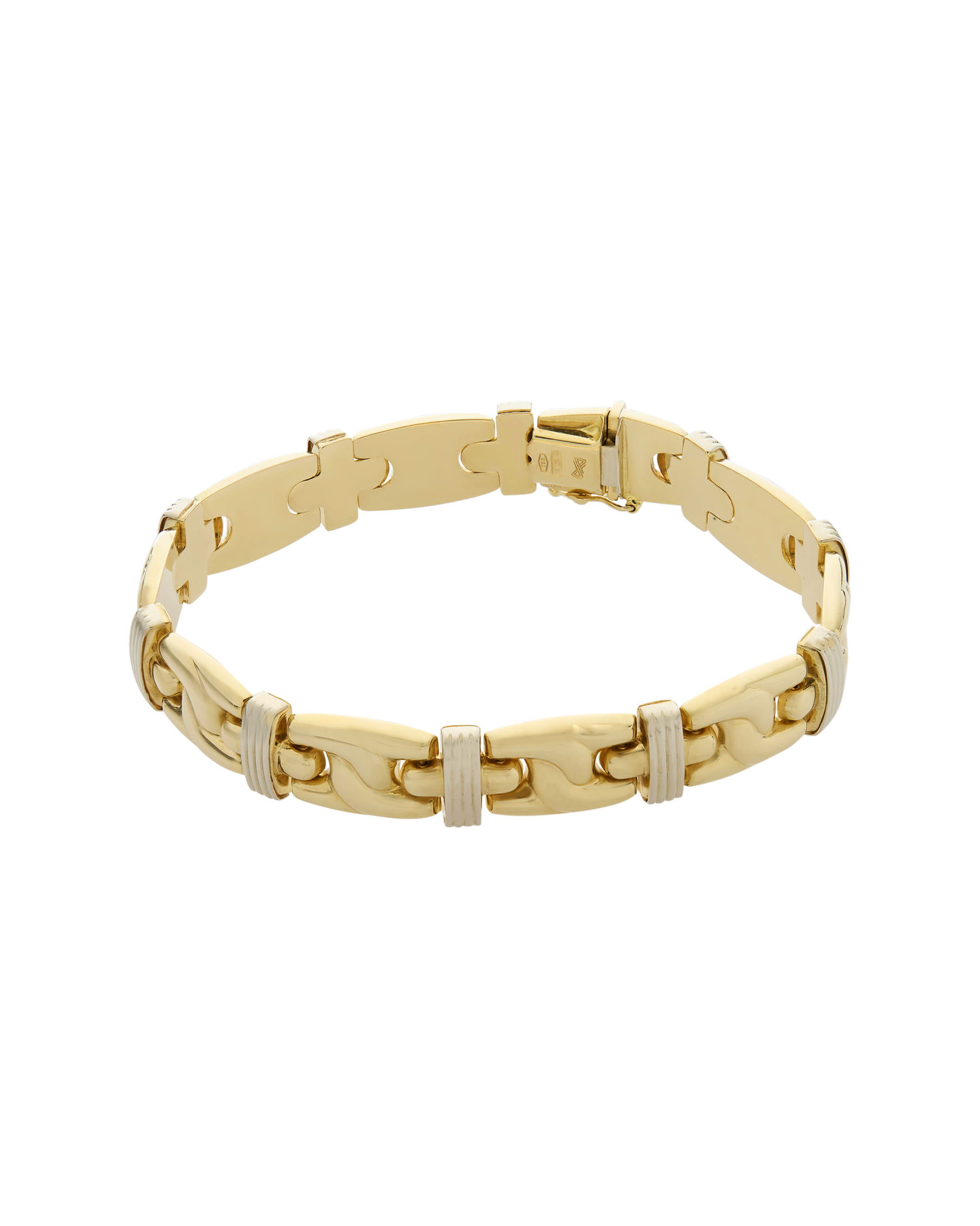 Bracciale maglia bizantina in oro giallo e bianco-1