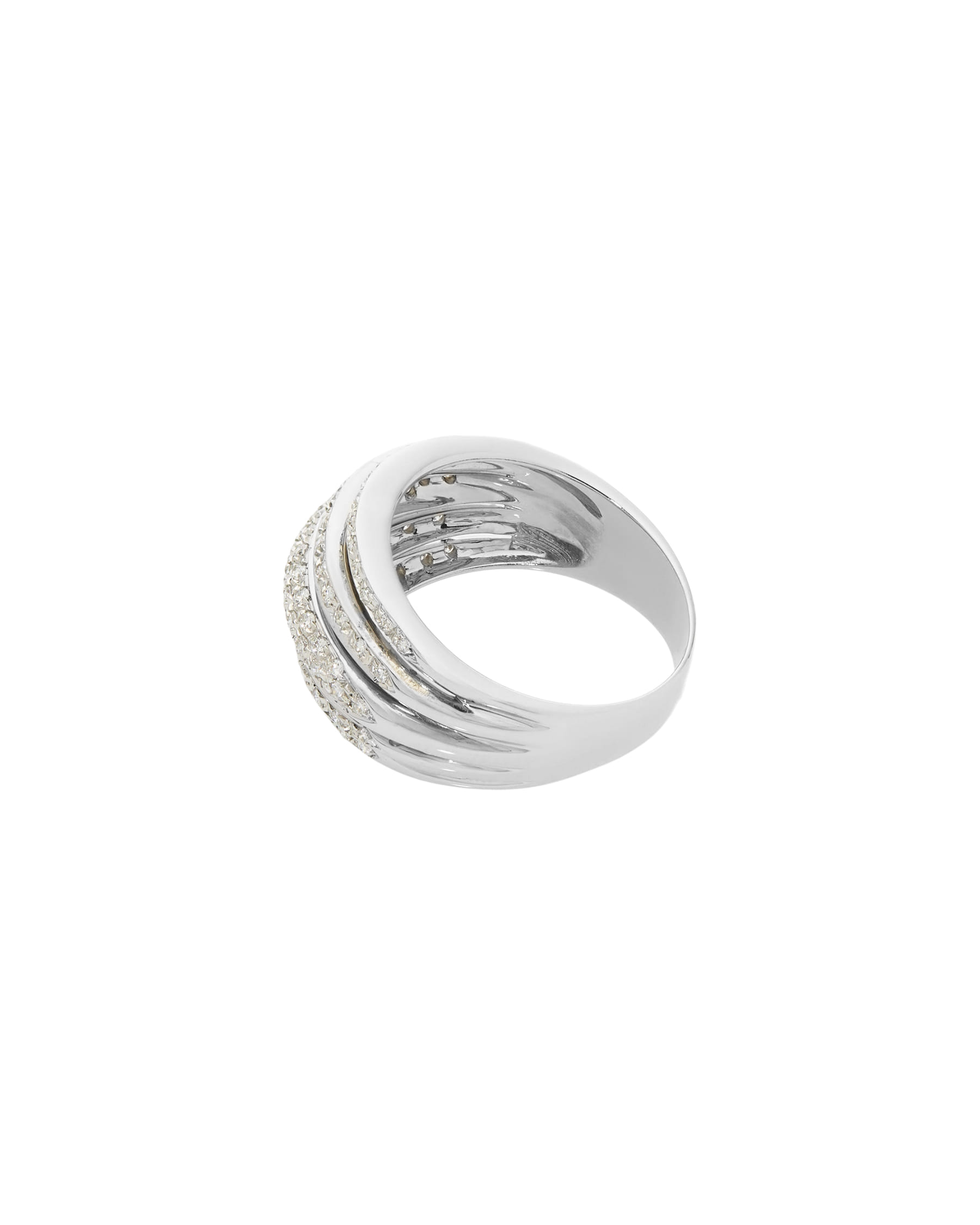 Anello a fascia multipla in oro bianco con pavé di diamanti-2