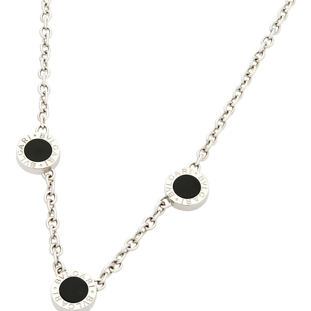 Girocollo bulgari bulgari in oro bianco, onice e diamanti-1