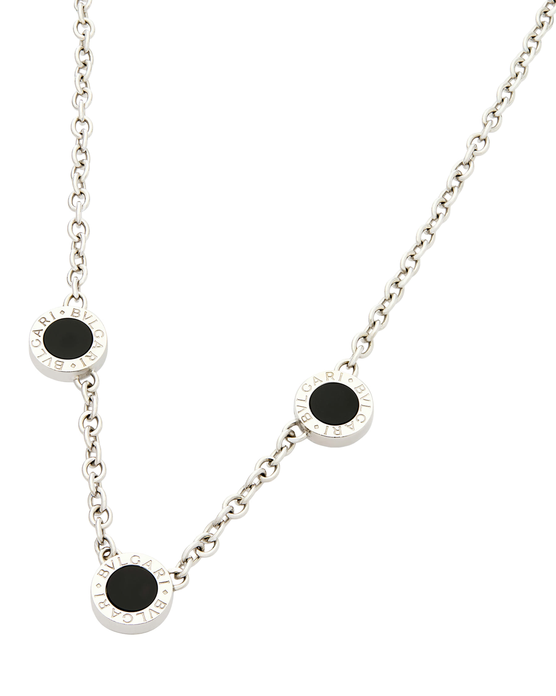 Girocollo bulgari bulgari in oro bianco, onice e diamanti-1