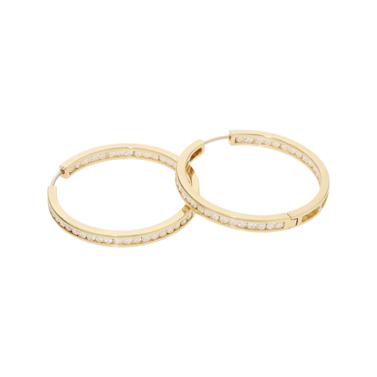 Orecchini a cerchio in oro giallo con diamanti-1
