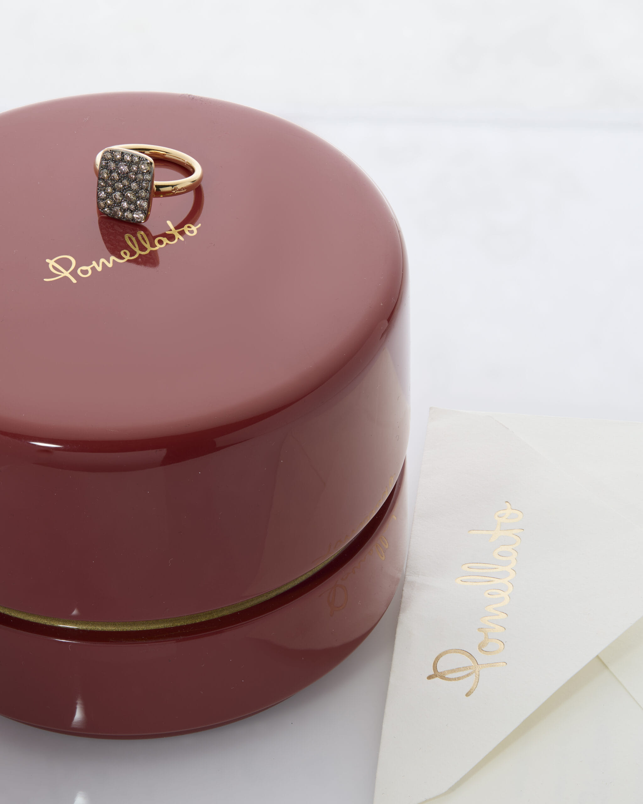 Anello sabbia pomellato in oro rosa e diamanti brown-4