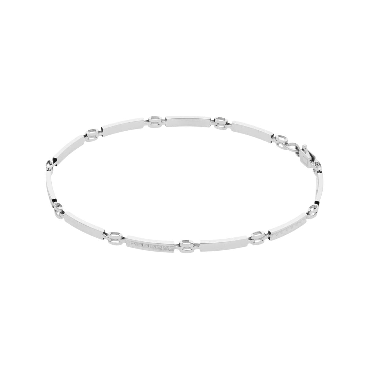 Bracciale in oro bianco maglia modulare lavorato e lucido-1